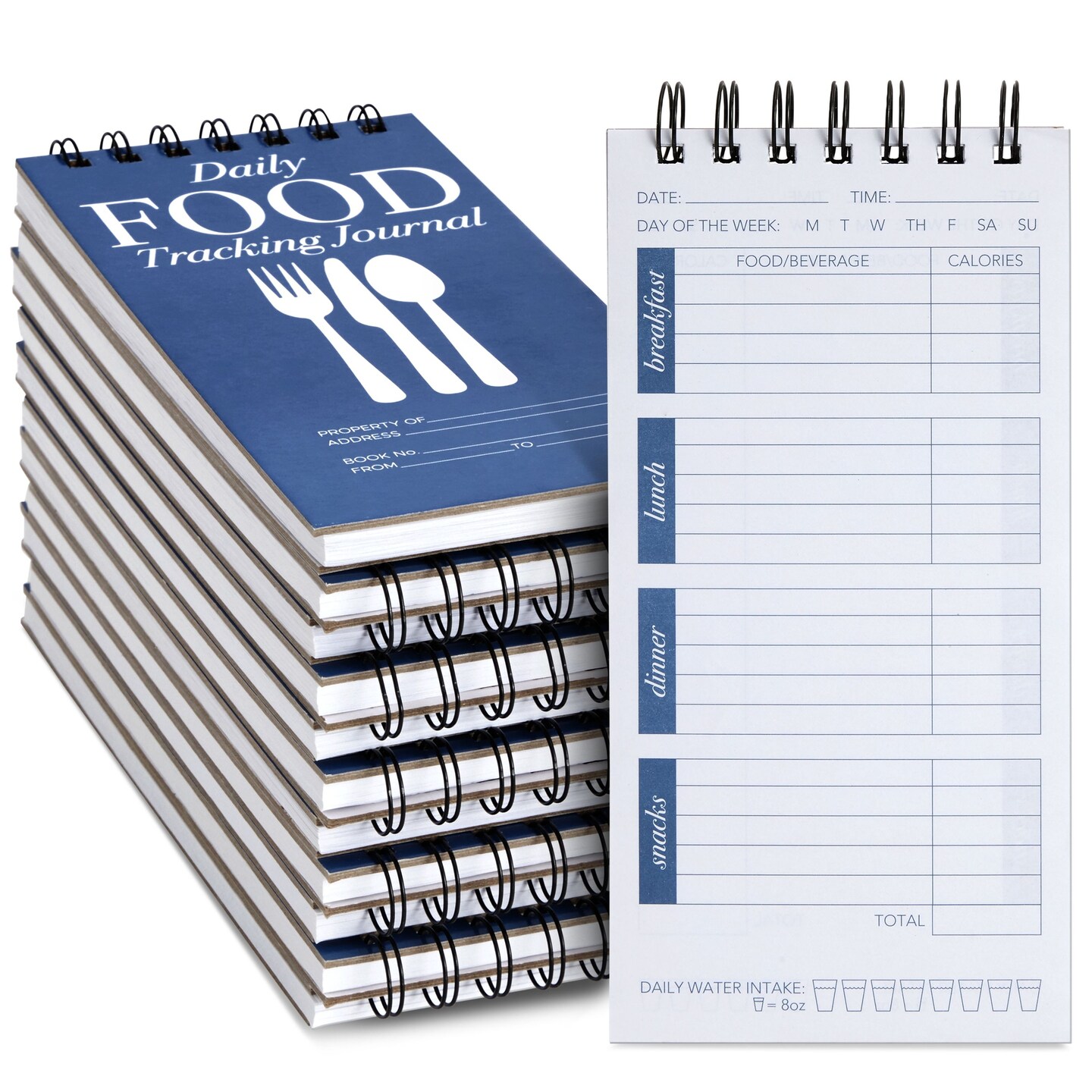 12-Pack Food Journal for Weight Loss Bulk, 4x8 inches Daily Food Log Tracker Diary with Breakfast, Lunch, Dinner, Water, Calorie, and Snack Sections for Men, Women