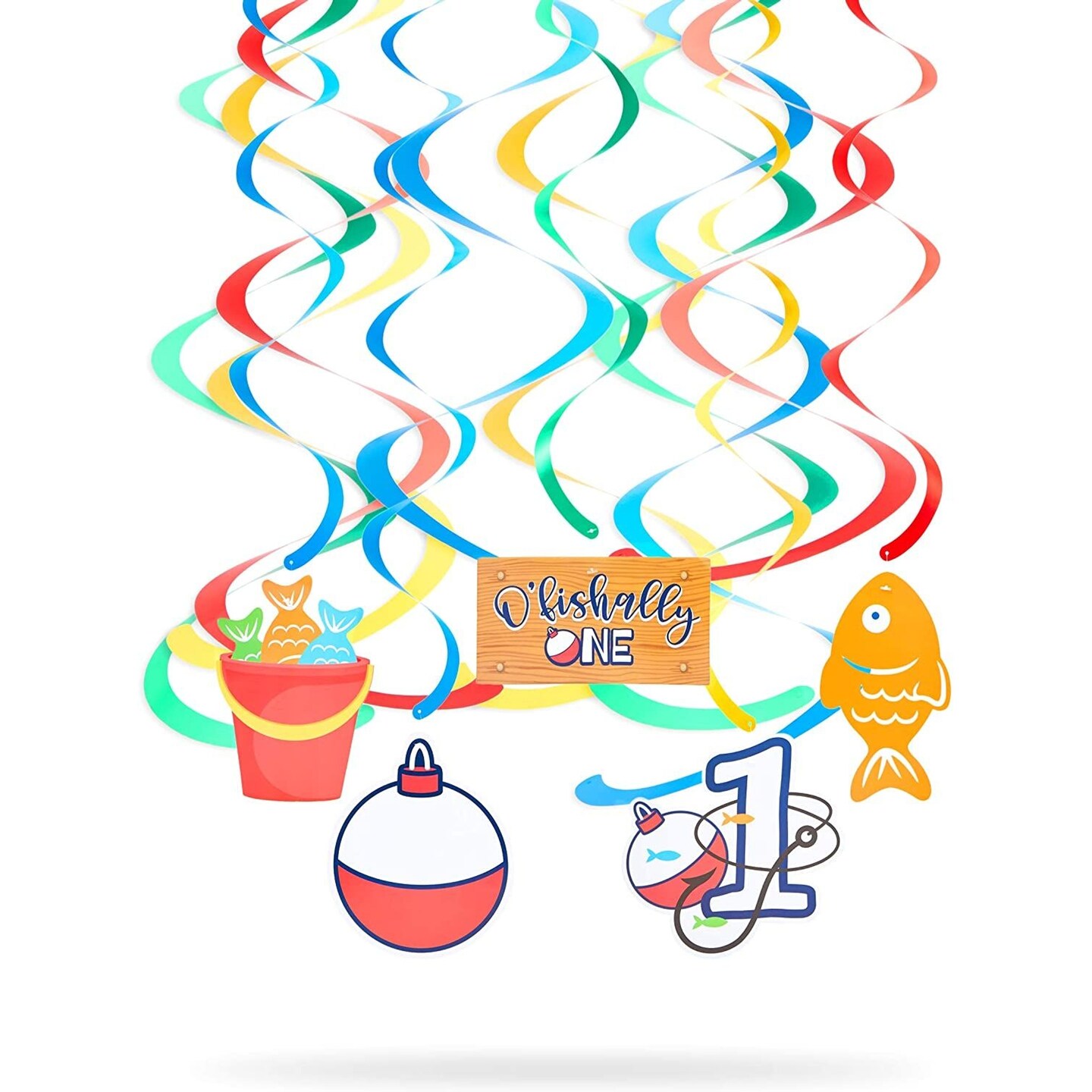 Fishing Paper Ceiling Decorations, O&#x27;fishally One Birthday Decor (36 Pieces)
