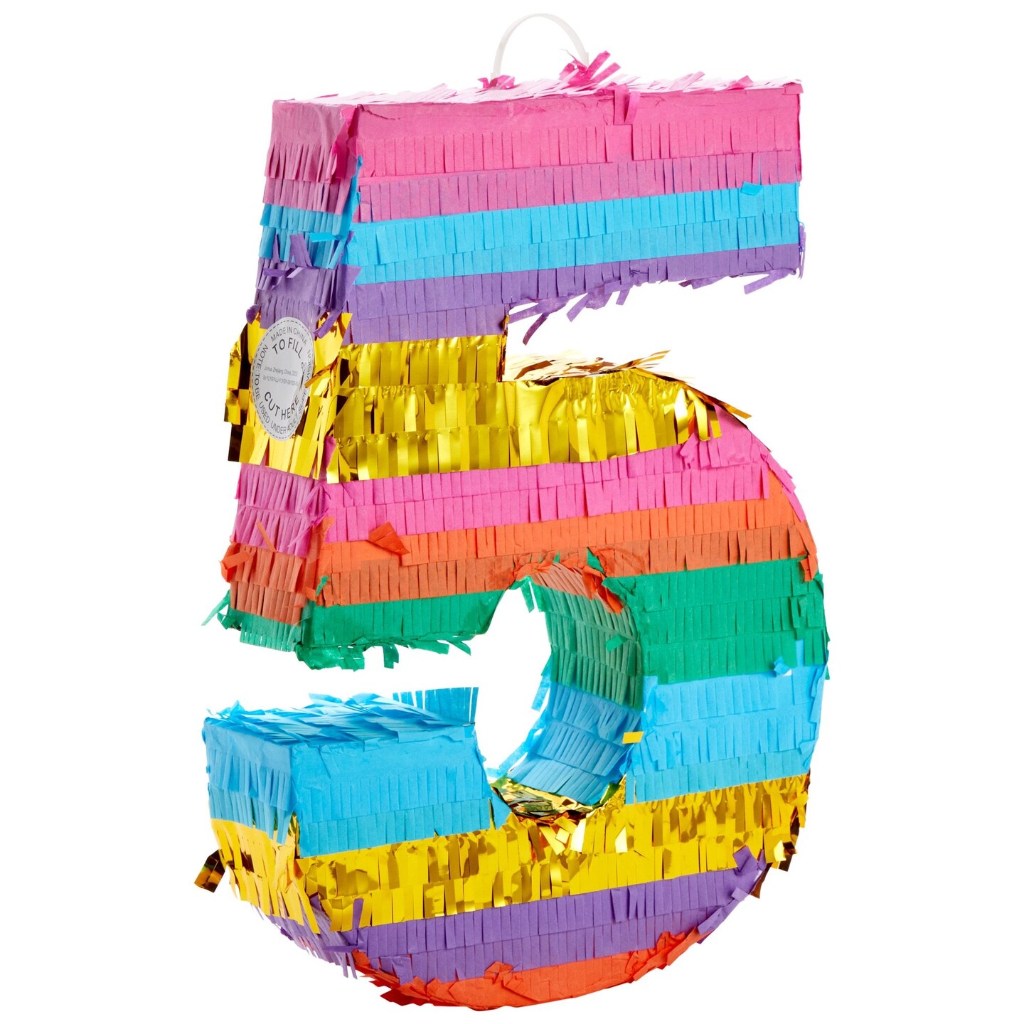 Rainbow Number 5 Pinata for 5th Birthday Party Decorations, Fiesta , Cinco de Mayo Celebration (Small, 12 x 16.5 x 3 In)