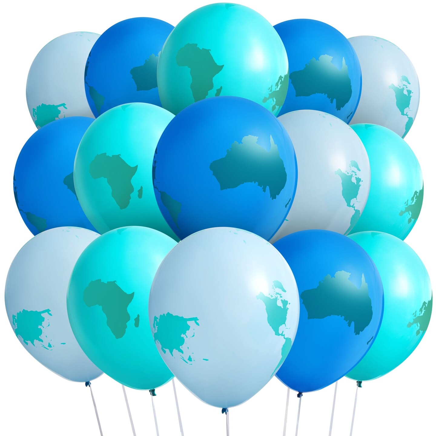 BLUE PANDA 50 Pack Globe Balloons for Earth Day Decorations, Classroom Events - Around the World Party Supplies (12 In)