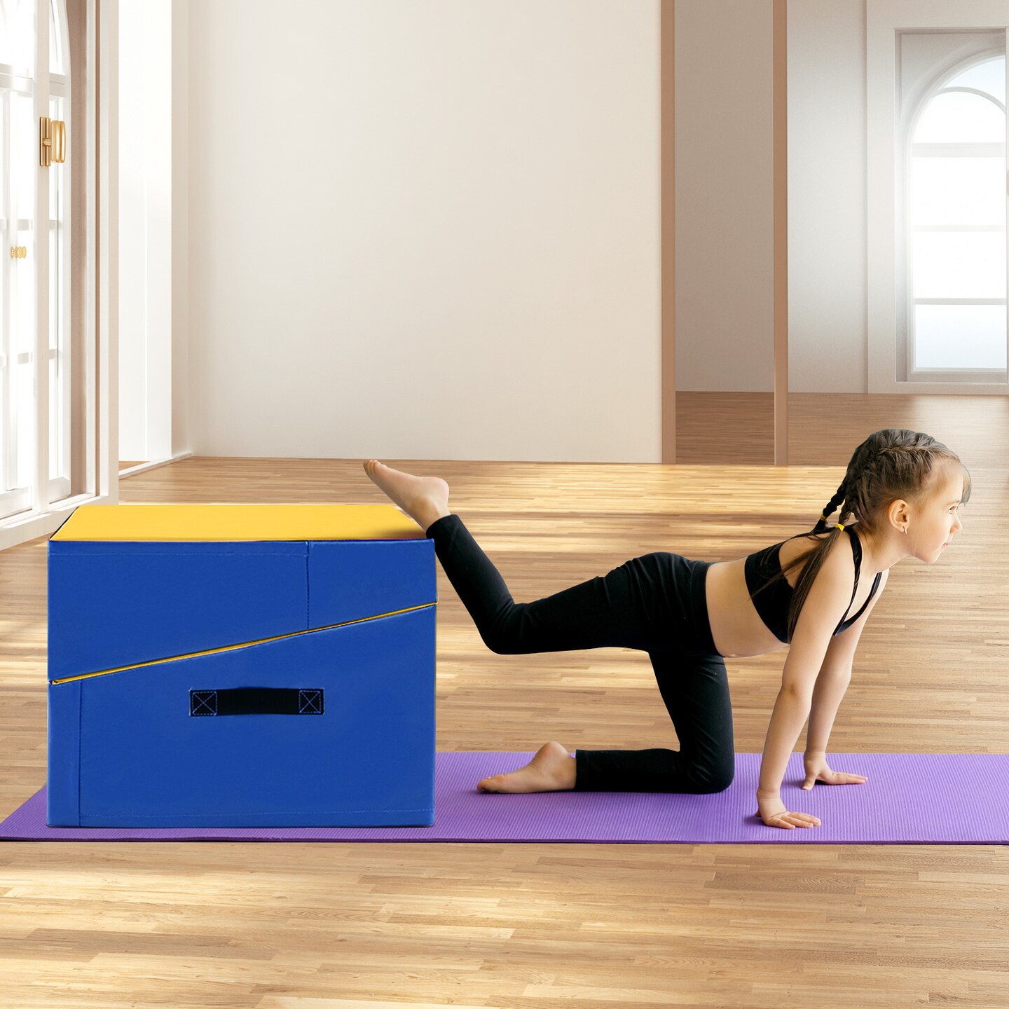 Folding Portable Incline Yoga Gymnastics Tumbling Mat Suitable for Gymnastics Room or Kindergarten