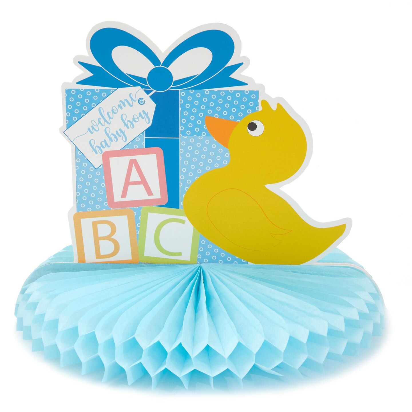 6 Pack Boy Baby Shower Table Decorations, Yellow Duck Honeycomb Centerpieces (8.25 x 7.5 In)