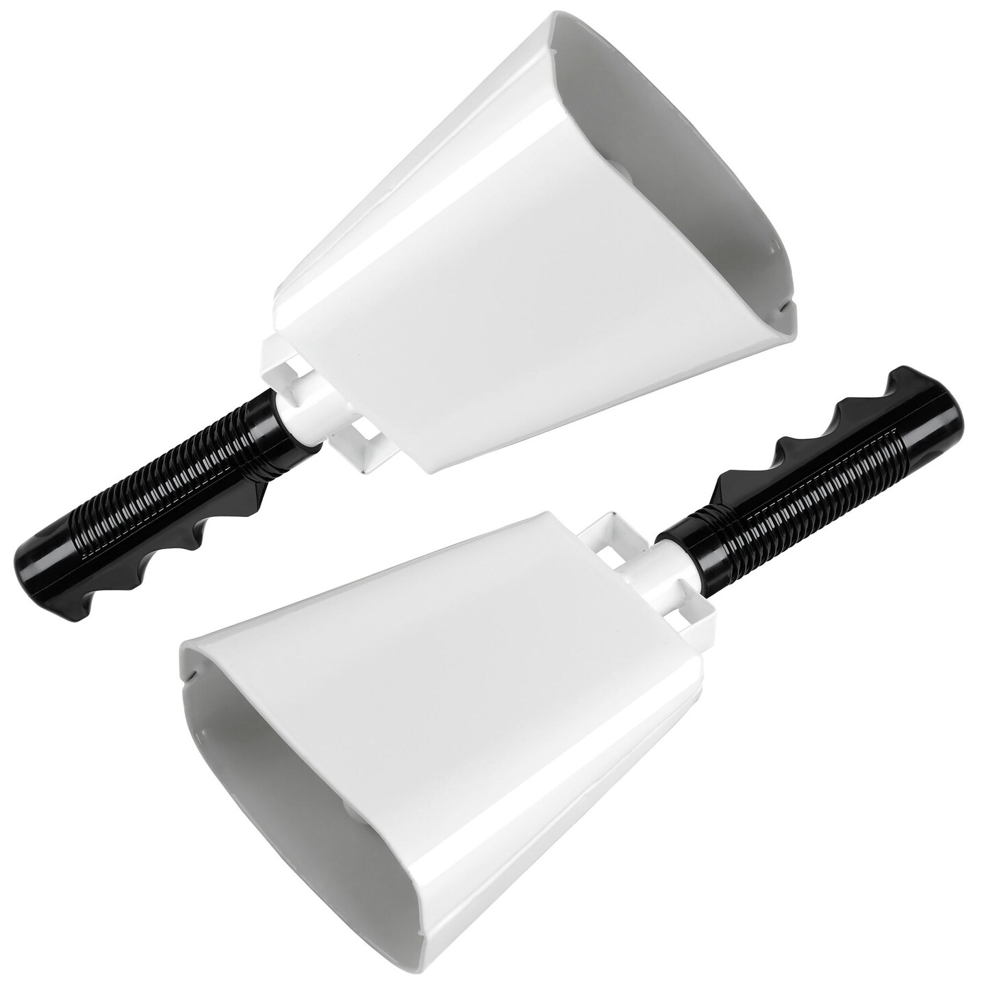 2 Pack 9-inch Cowbells for Sporting Events, Percussion Noise Makers with Handle for Football Games, Stadiums (White)