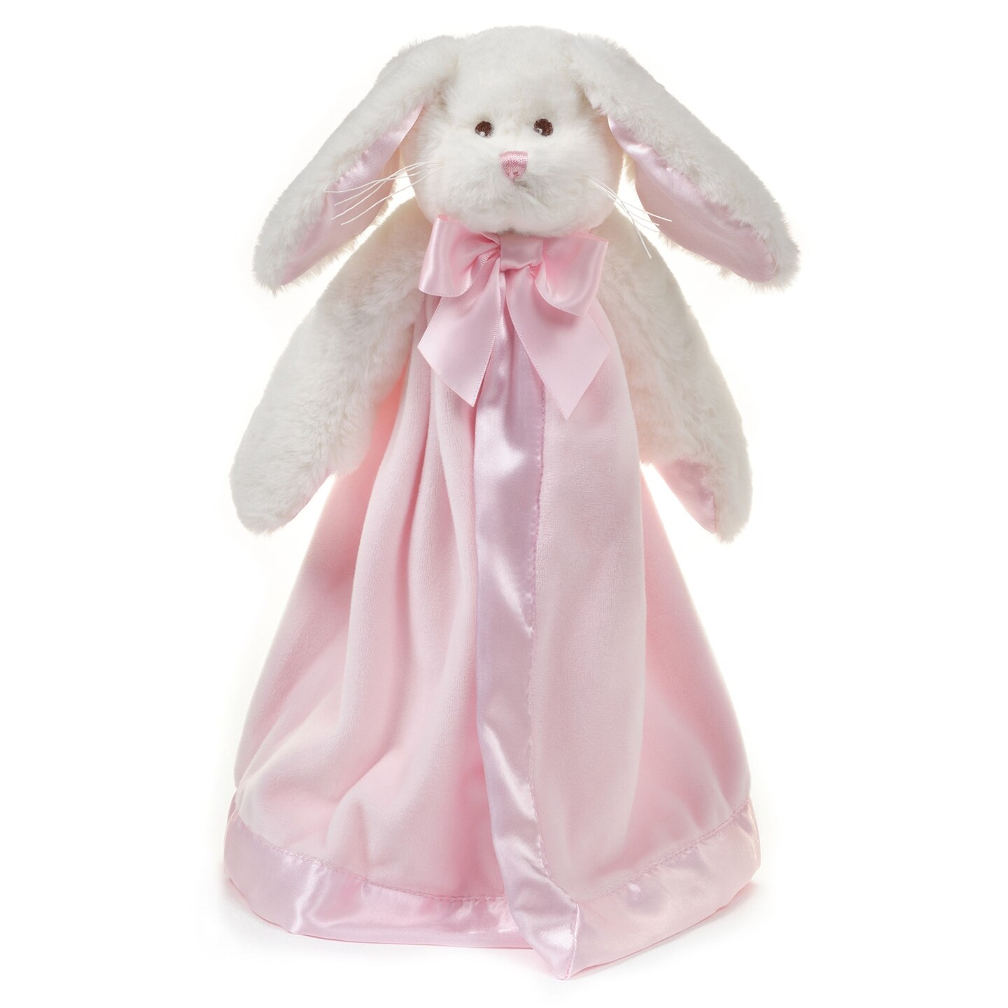 Bearington Baby Bunny Snuggler, 15 Inch Pink Rabbit Plush Stuffed Animal Security Blanket Lovey for Babies