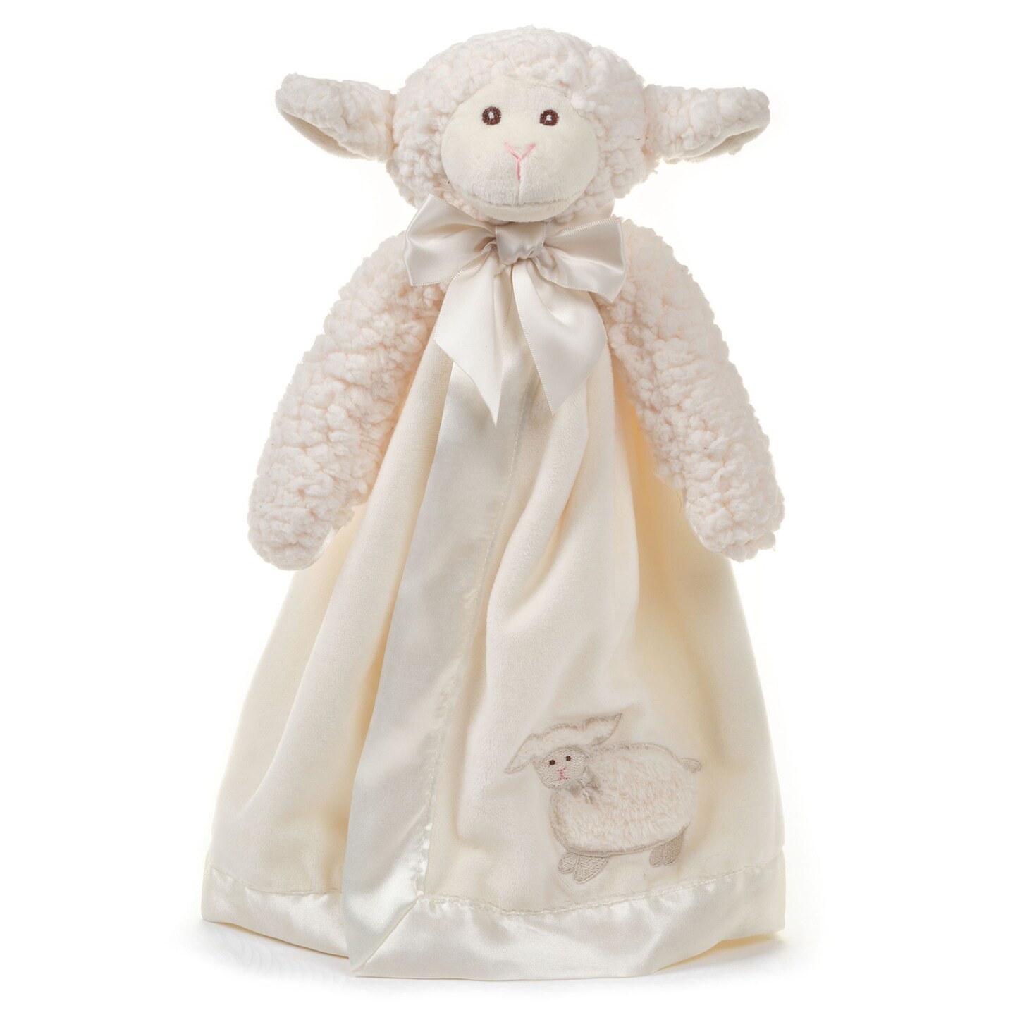 Bearington Baby Lamby Snuggler, 15 Inch White Lamb Plush Stuffed Animal Security Blanket Lovey for Babies, Baptism Gifts for Boys and Girls