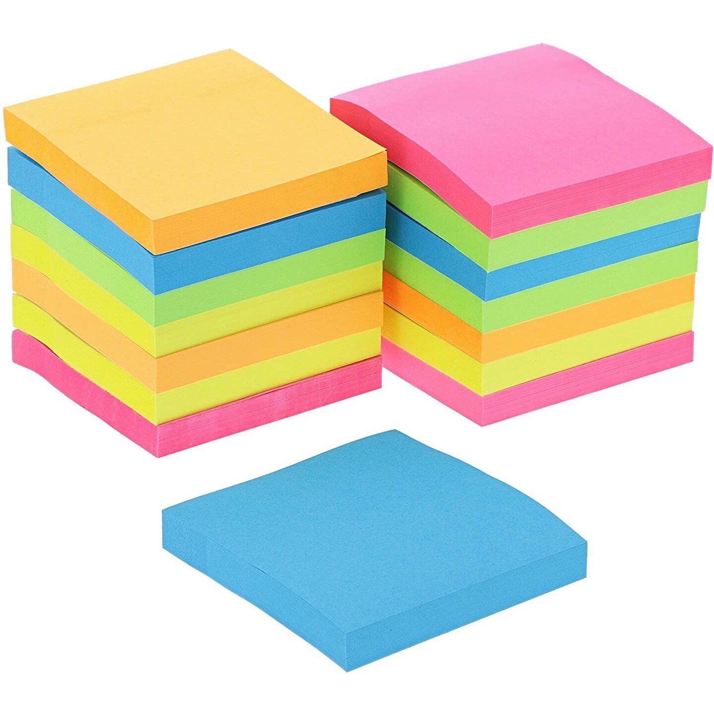 Neon Colored Note Pads (15 Pack, 100 Sheets)