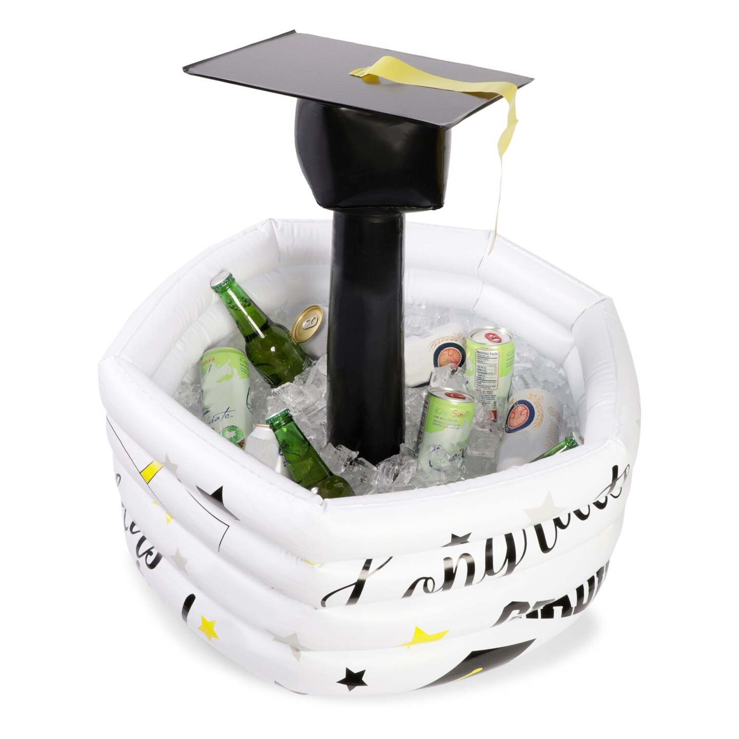 Graduation Cap Inflatable Serving Bar and Buffet Cooler for Can Drink Beverage, Perfect for Class of 2025 Graduation Party Supplies and Decorations, 25 inch