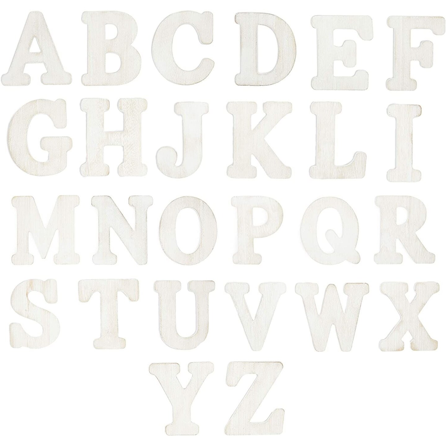 Standing Wooden Alphabet Letters for DIY Crafts, Farmhouse Wall Decor, Weddings (6 in, White, 26 Pieces)
