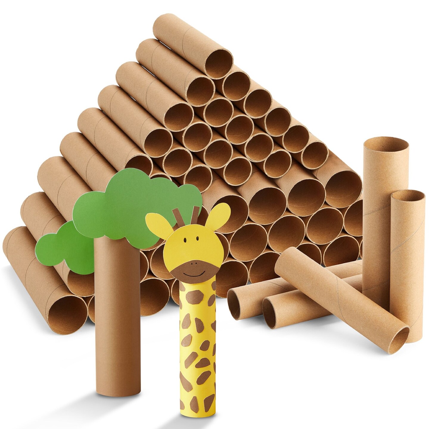 Bright Creations 50 Brown Empty Paper Towel Rolls, 2 Size Cardboard Tubes for Crafts, DIY Art Projects (6 and 7.5 in)