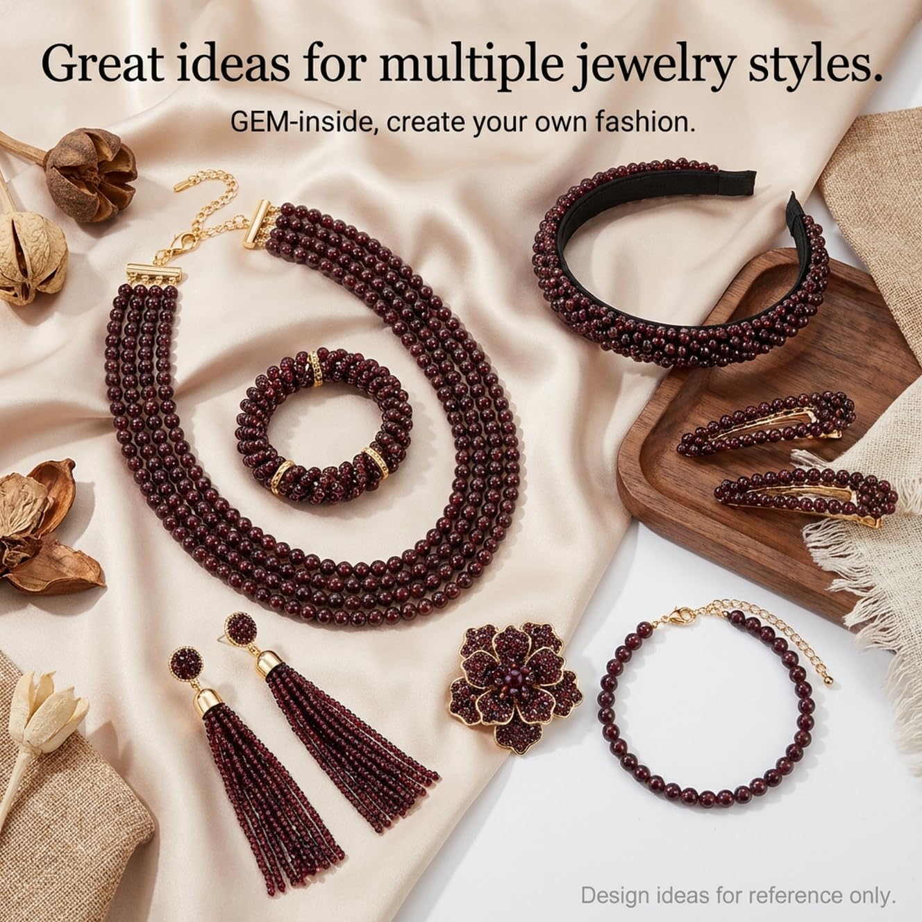 Natural 4mm Garnet Gemstone Smooth Round Stone Loose Beads Crystal Energy Stone Power for Jewelry Making 15"