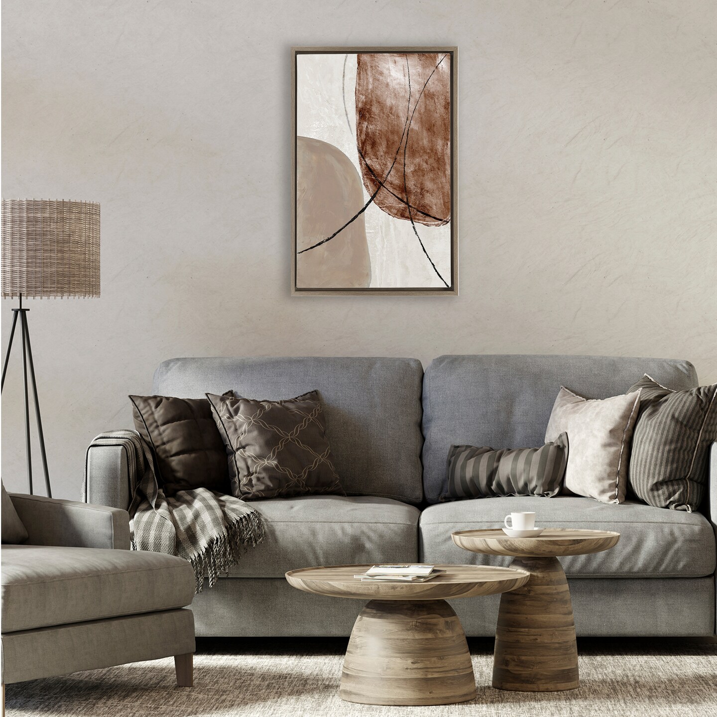 Stupell Industries Taupe & Brown Abstract Floating Frame, design by Merri Pattinian