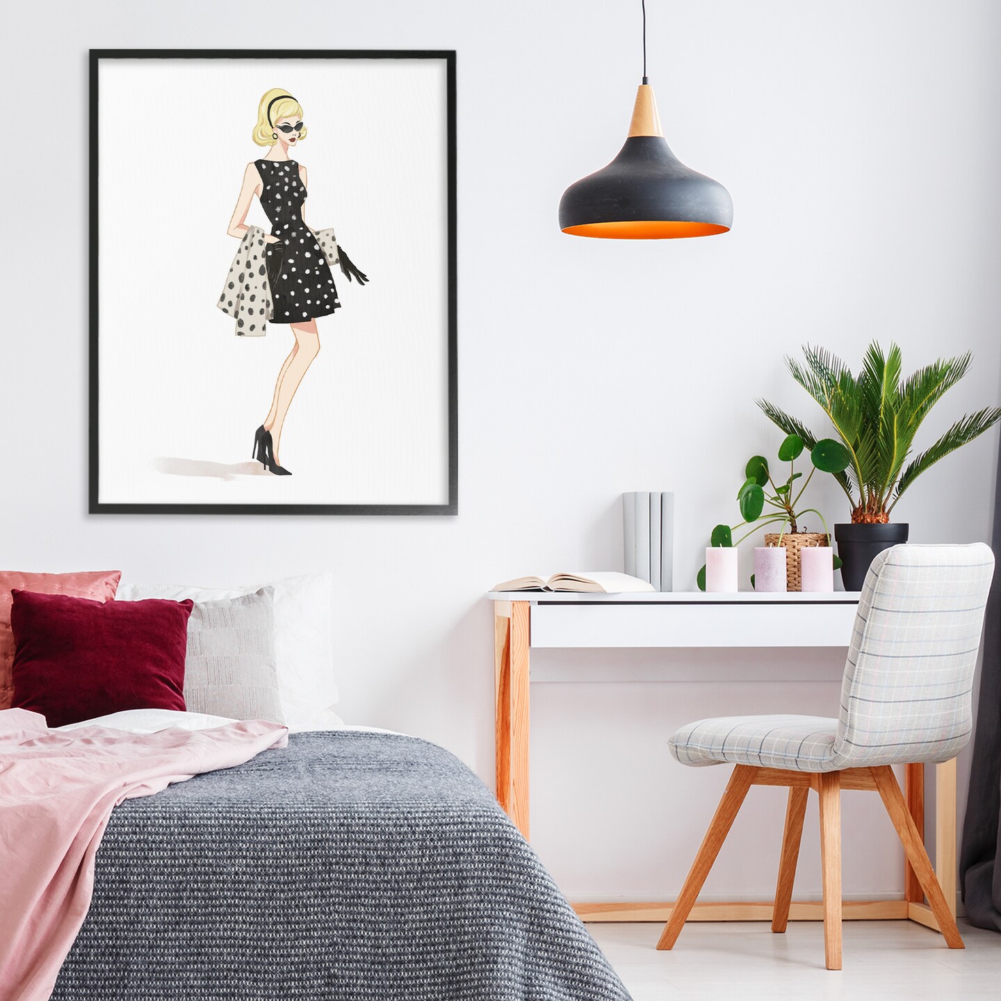 Stupell Industries Feminine Retro Fashion Framed Giclee, design by