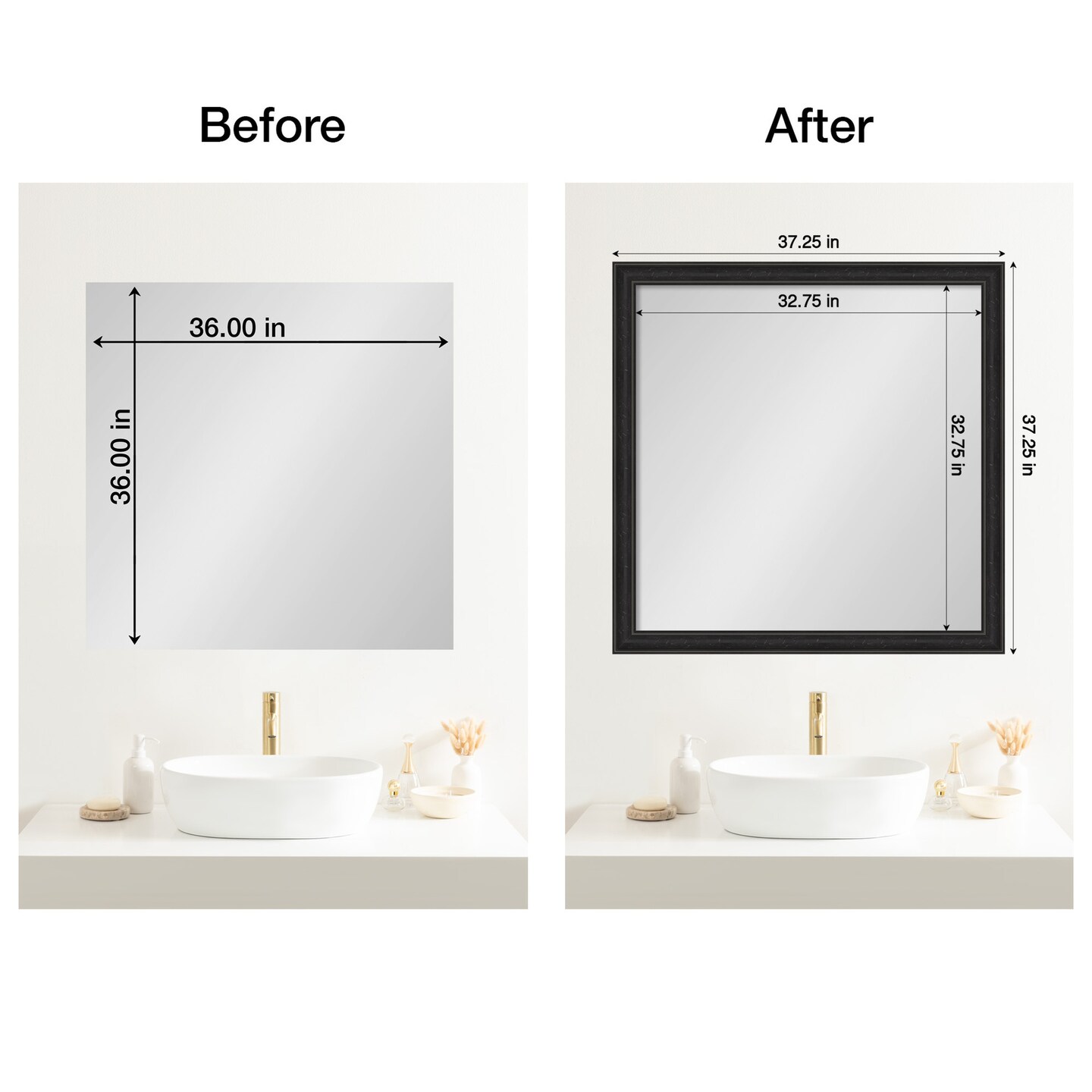 Amanti Art Mirror Makeover Bathroom Mirror Frame Border Kit - Fully Assembled Peel and Stick Frame - Mirror NOT Included - Shipwreck Narrow Trim