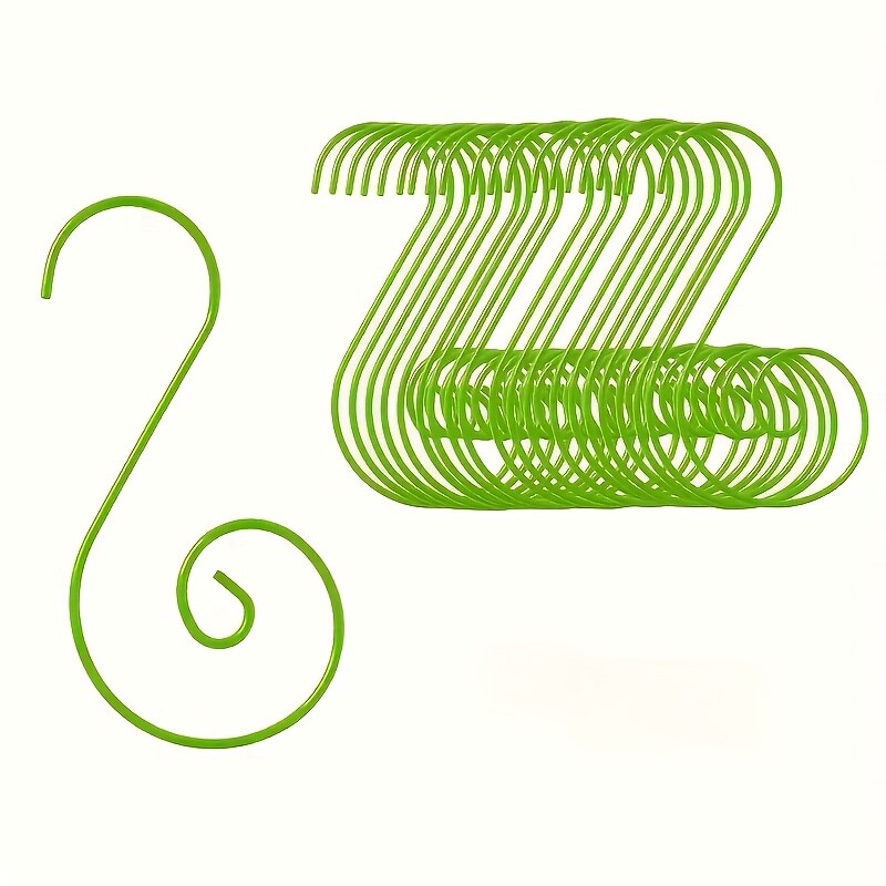 Set of 20 Green Metal Wire Spiral Christmas Ornaments Hooks Hangers S-Shaped 1.96 Inches