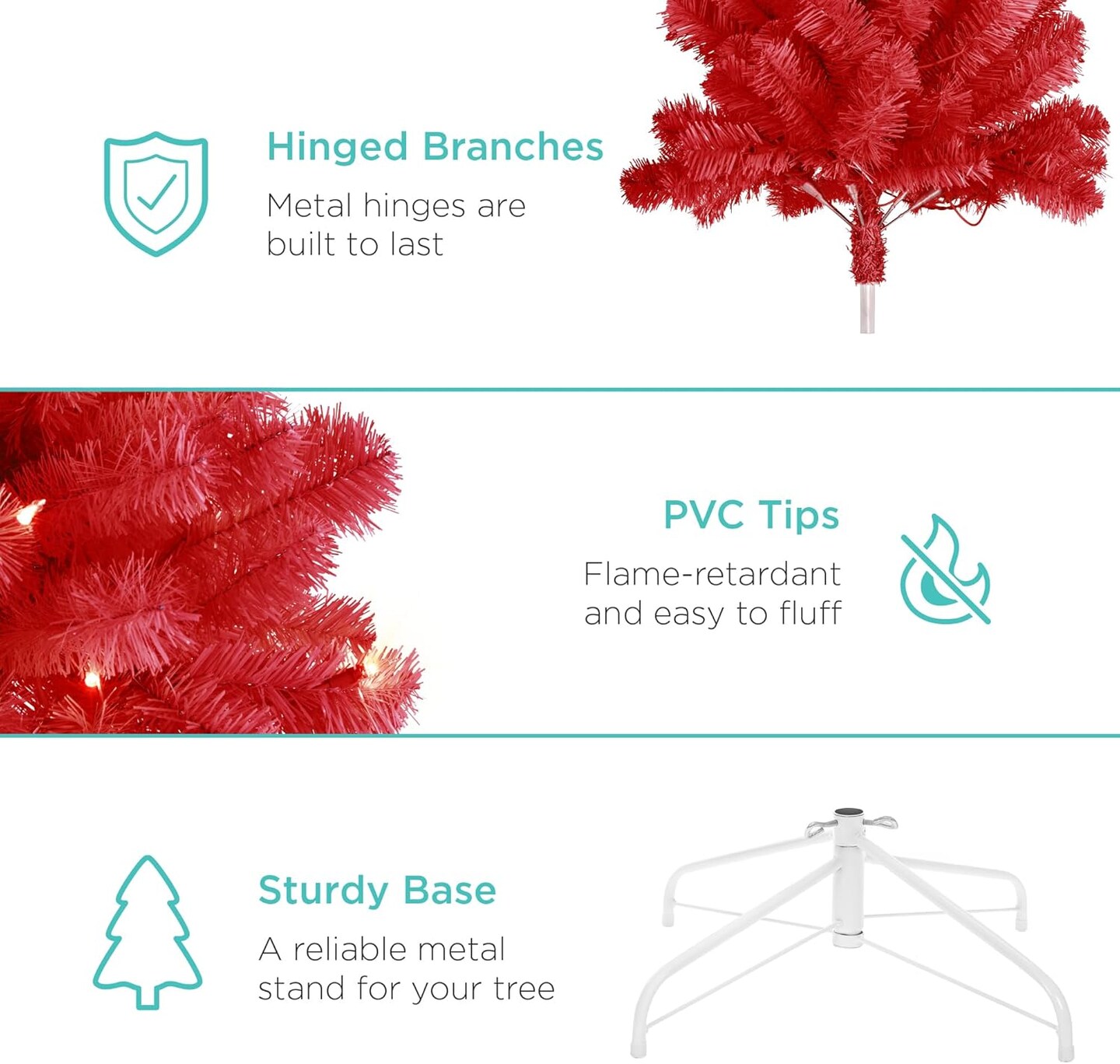 Artificial Christmas Tree Hinged Pine with 250 Lights, 1,000 Tips &#x26; Foldable Base Pre-Lit Outdoor Holiday Decor