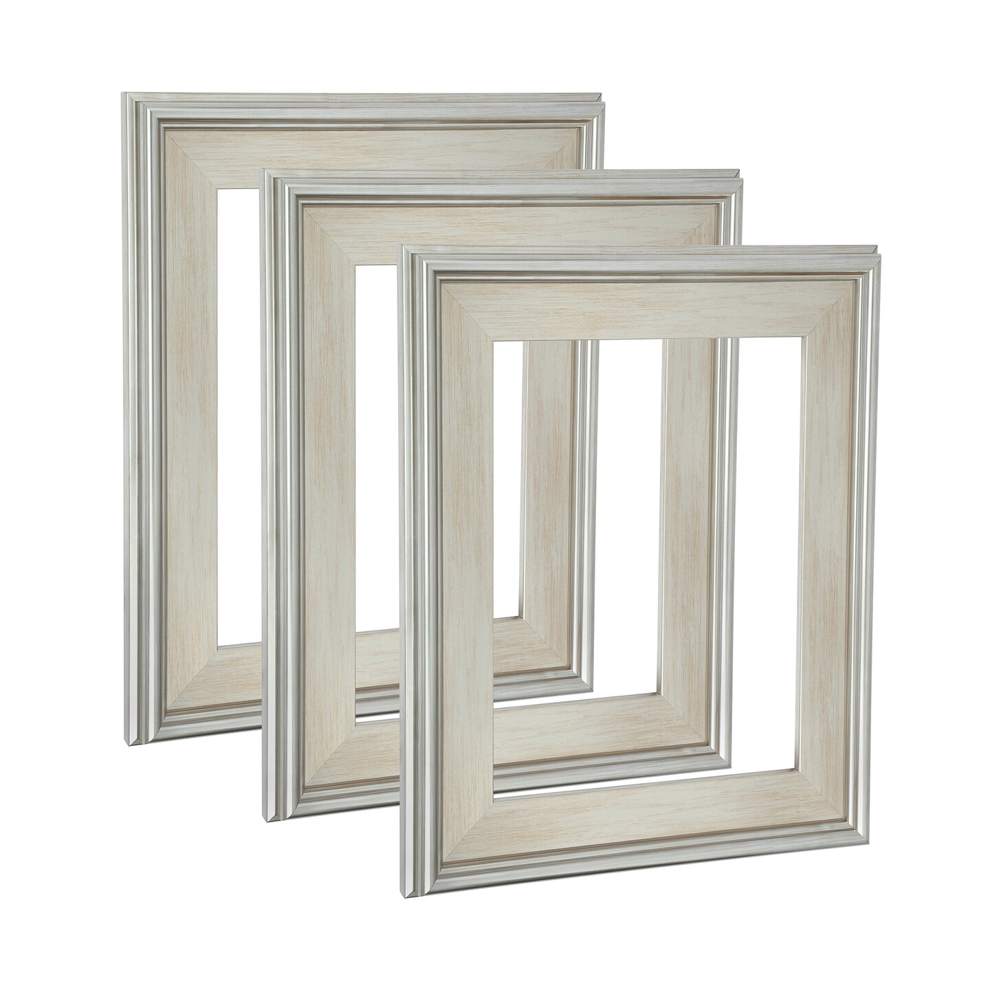 Cardinali Plein Aire Frame, Silver 4x4&#x22;, 3 Pack - 3&#x22; Wide Moulding with Raised Edge -1/2&#x22; Rabbet Depth - Timeless Frame for Canvas - Made in USA