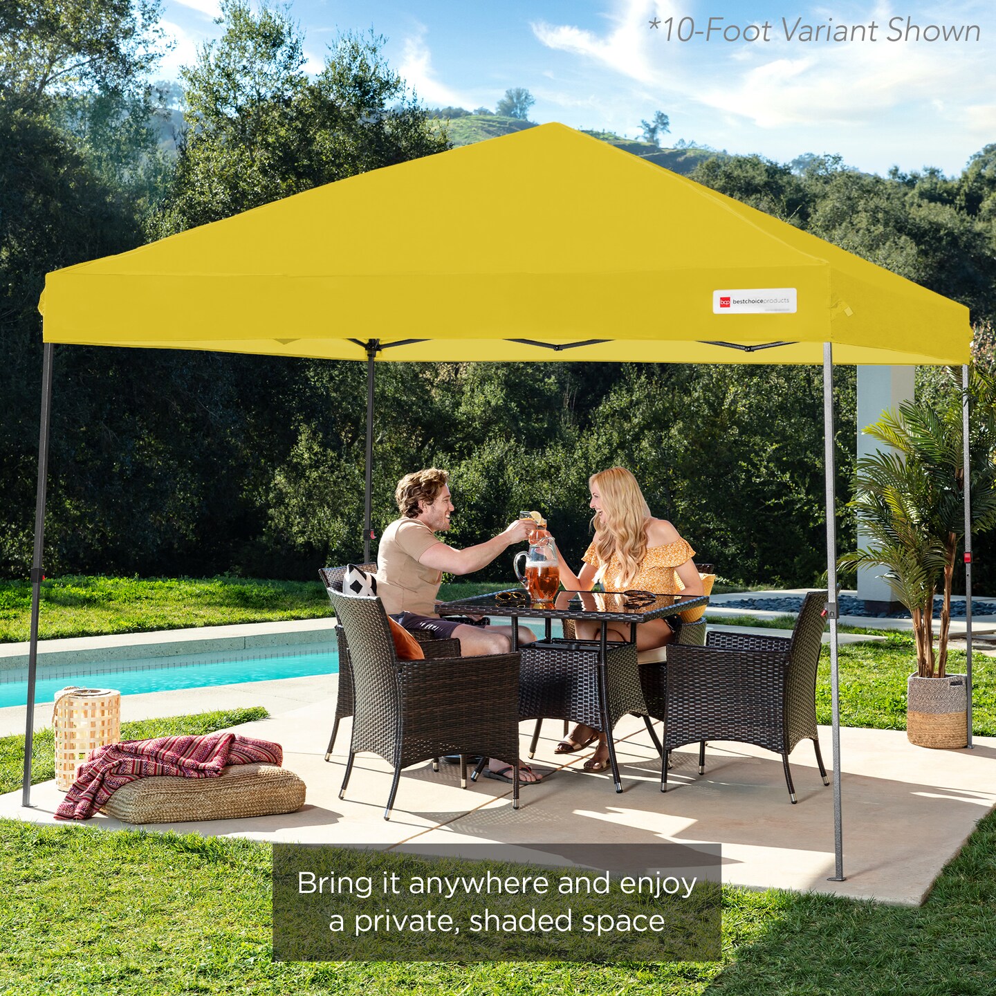 Best Choice Products 8x8ft Easy Setup Pop Up Canopy w/ 1-Button Setup, Wheeled Case, 4 Weight Bags