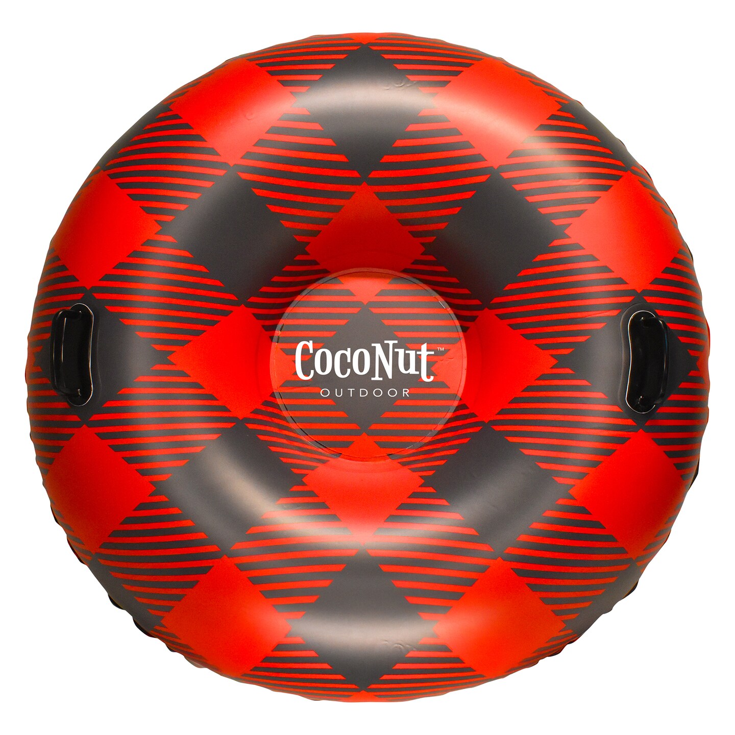 CocoNut Outdoor: Buffalo Plaid - 48&#x22; Jumbo Snow Tube - Red &#x26; Black Inflatable Ring, Cold Resistant PVC, Winter Sled, 200lb Cap, Kids-Teens-Adults 8+