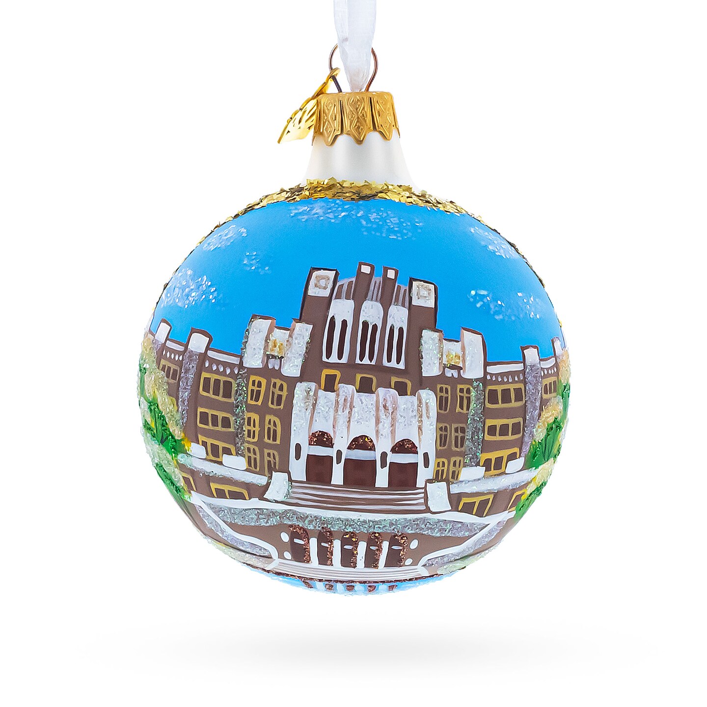 Central High School National Historic Site, Little Rock, Arkansas, USA Glass Ball Christmas Ornament 3.25 Inches