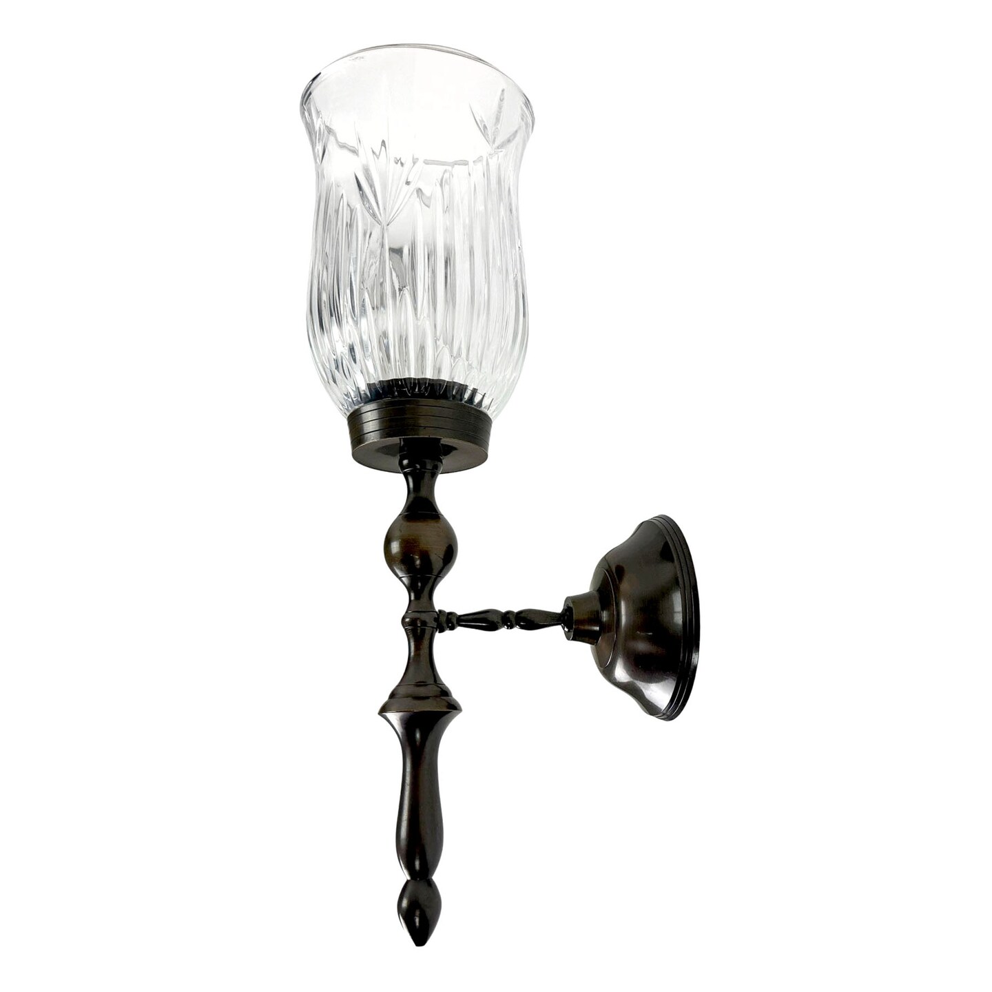 Bronze Metal and Swirled Glass Candle Sconce Wall Mounted Multiple Sizes
