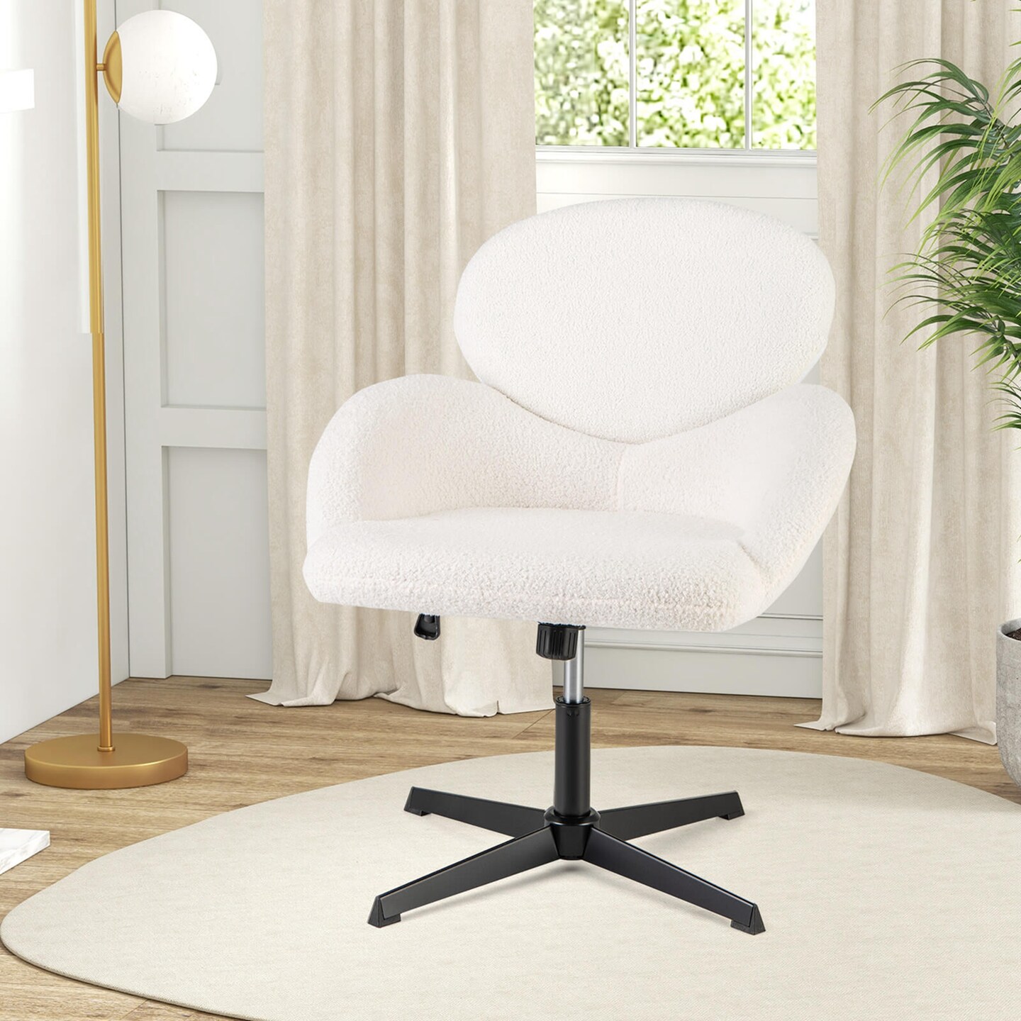 Costway Criss Cross Chair Swivel Cross Legged Chair with Adjustable Height for Home Office