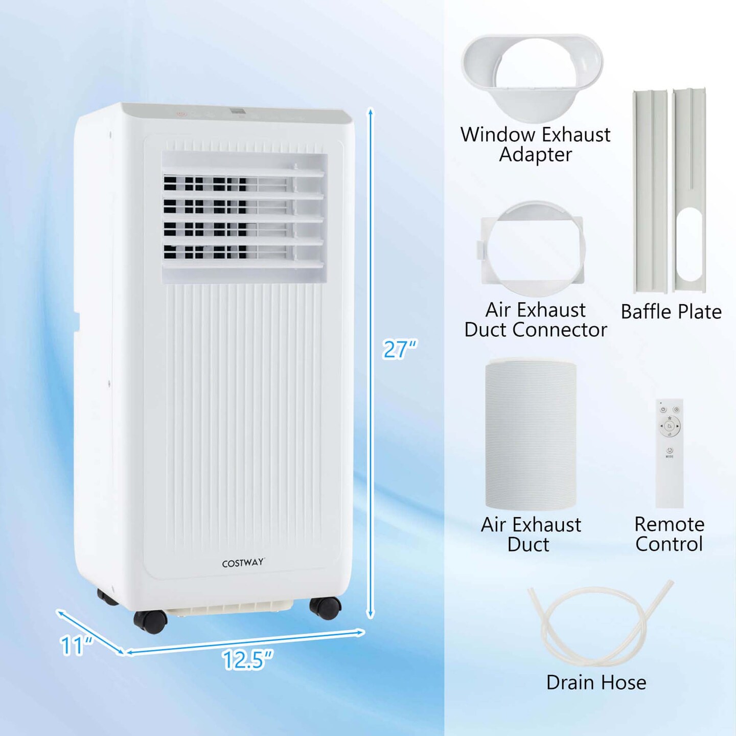 Costway 6500 BTU(10000 BTU ASHRAE) Portable Air Conditioner 3-in-1 Freestanding Air Cooler with Dehumidifier