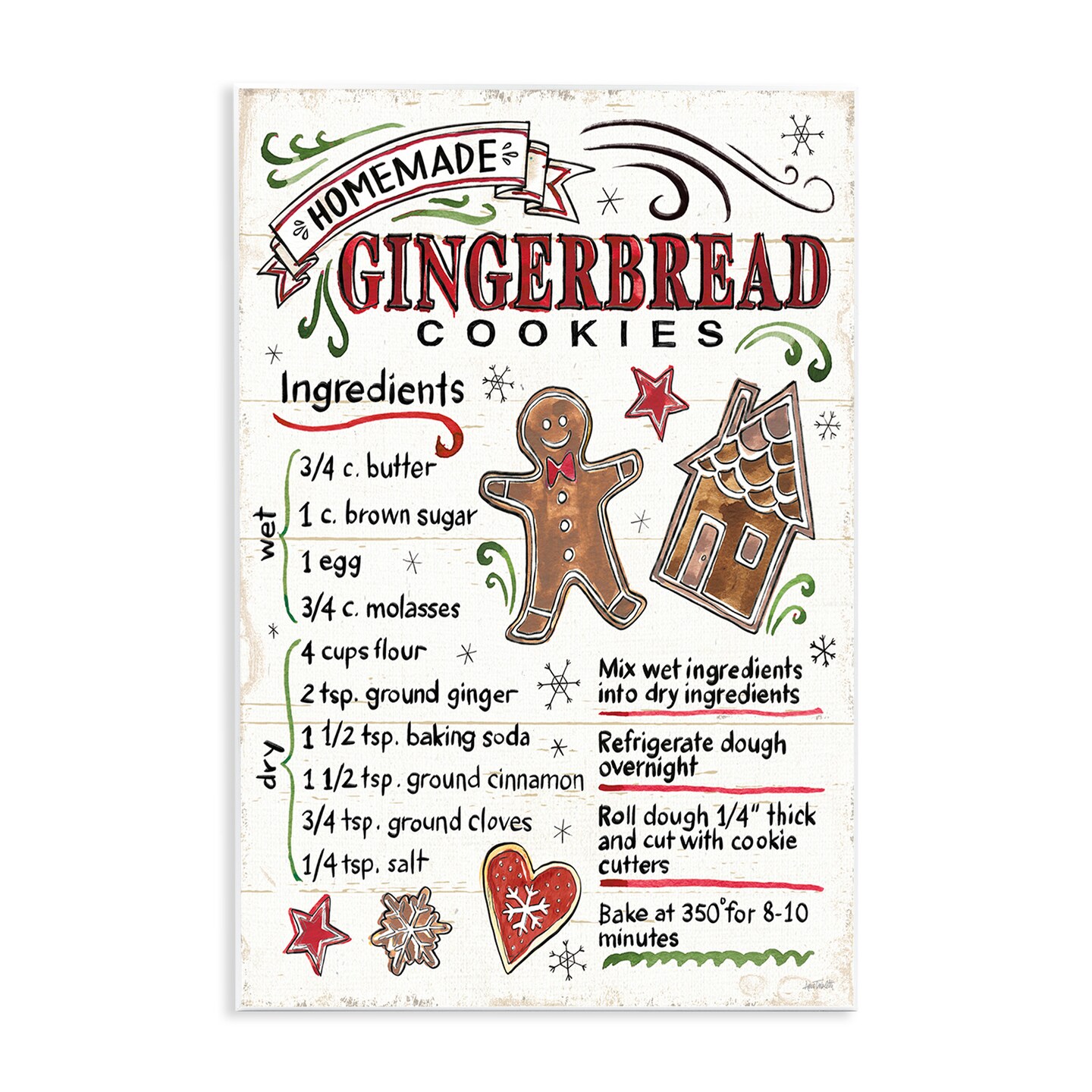 Stupell Industries Holiday Gingerbread Cookies Recipe Wall Plaque Art