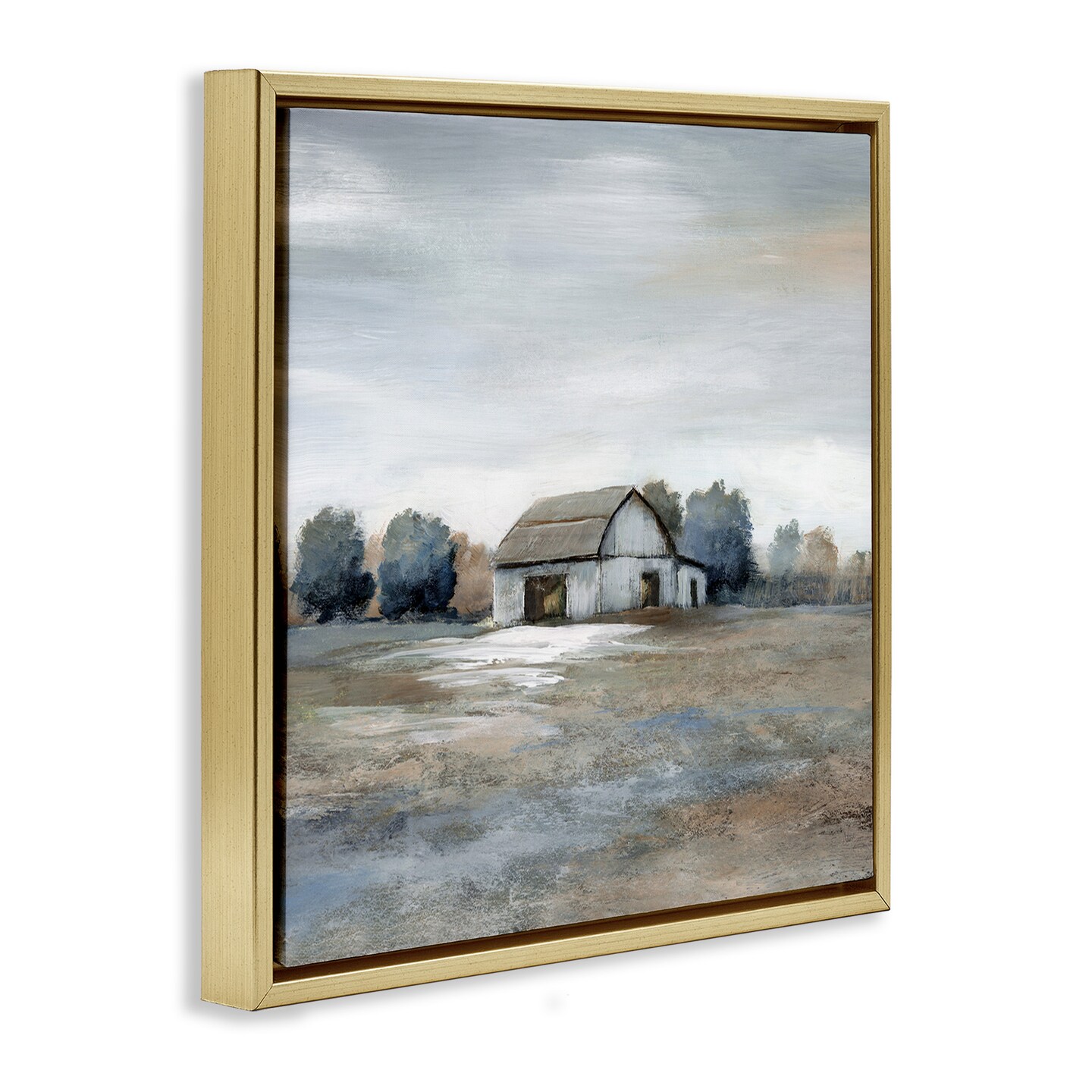 Stupell Industries Countryside Barn Neutral Tones Framed Floater Canvas Wall Art