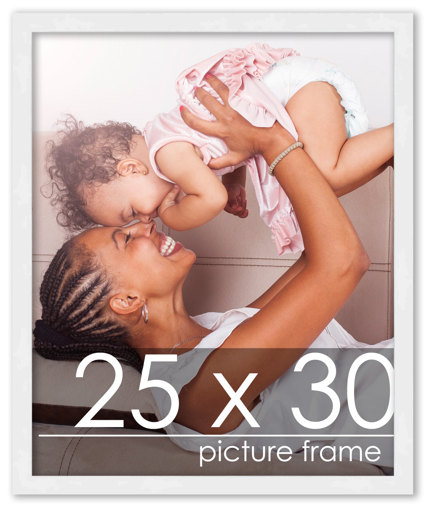 25x30 White Wood Picture Frame - UV Acrylic, Foam Board Backing, Hanging Hardware