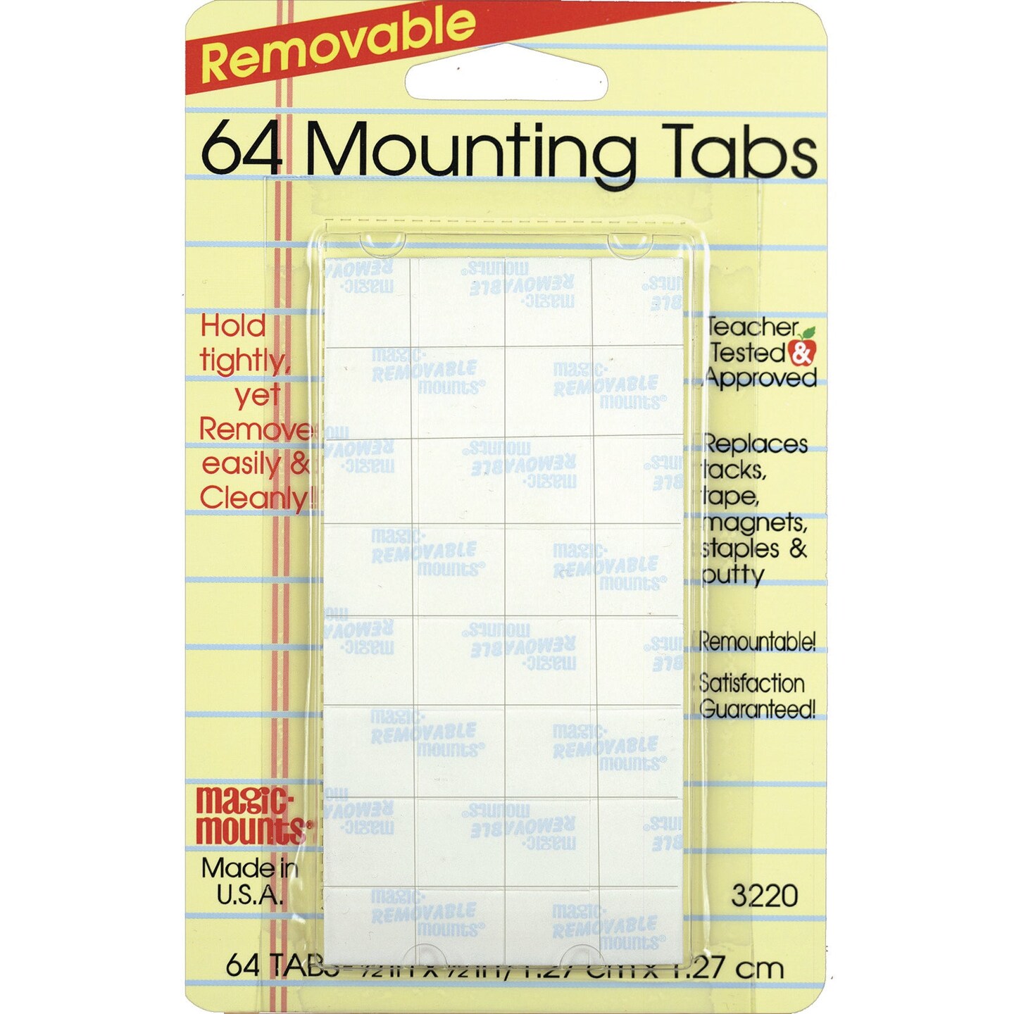 Removable Mounting Tabs, 1/2&#x22; x 1/2&#x22;, Pack of 64