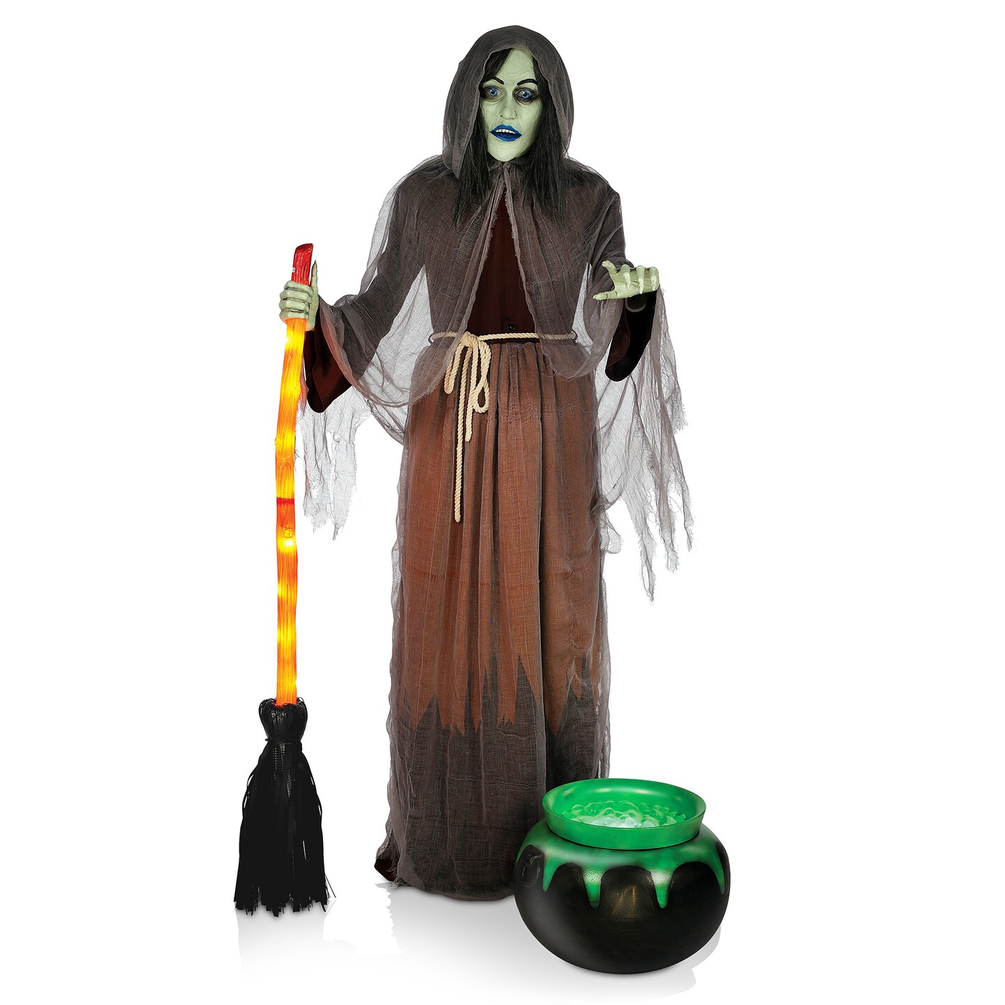 BOO BOX Halloween Animatronic Creepy Outdoor Halloween Decoration, Standing Poseable Figure, Light-up, Sound and Motion Activated for Porch or Yard