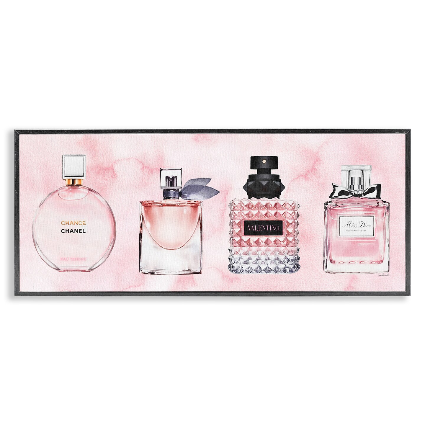 Stupell Industries Pink Fashion Fragrance Bottles Framed Giclee Art