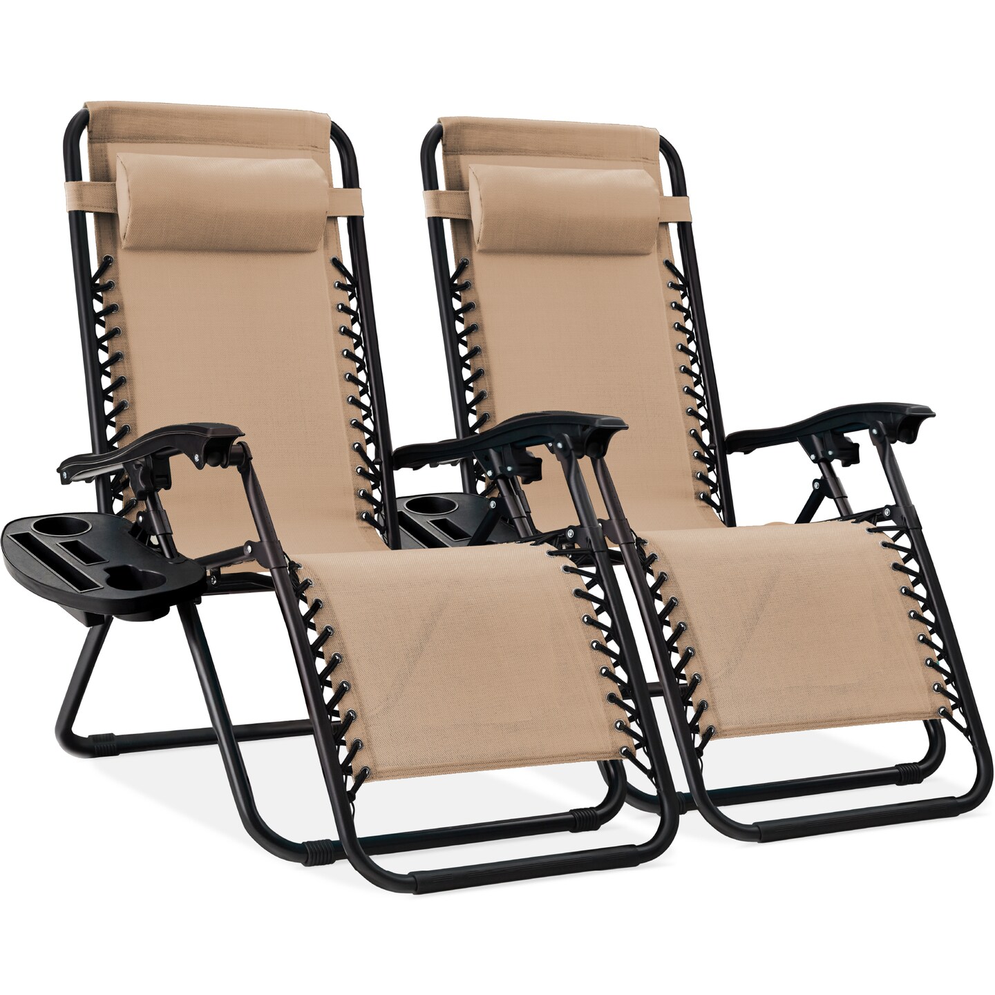 Best Choice Products Set of 2 Zero Gravity Lounge Chair Recliners for Patio, Pool w/ Cup Holder Tray