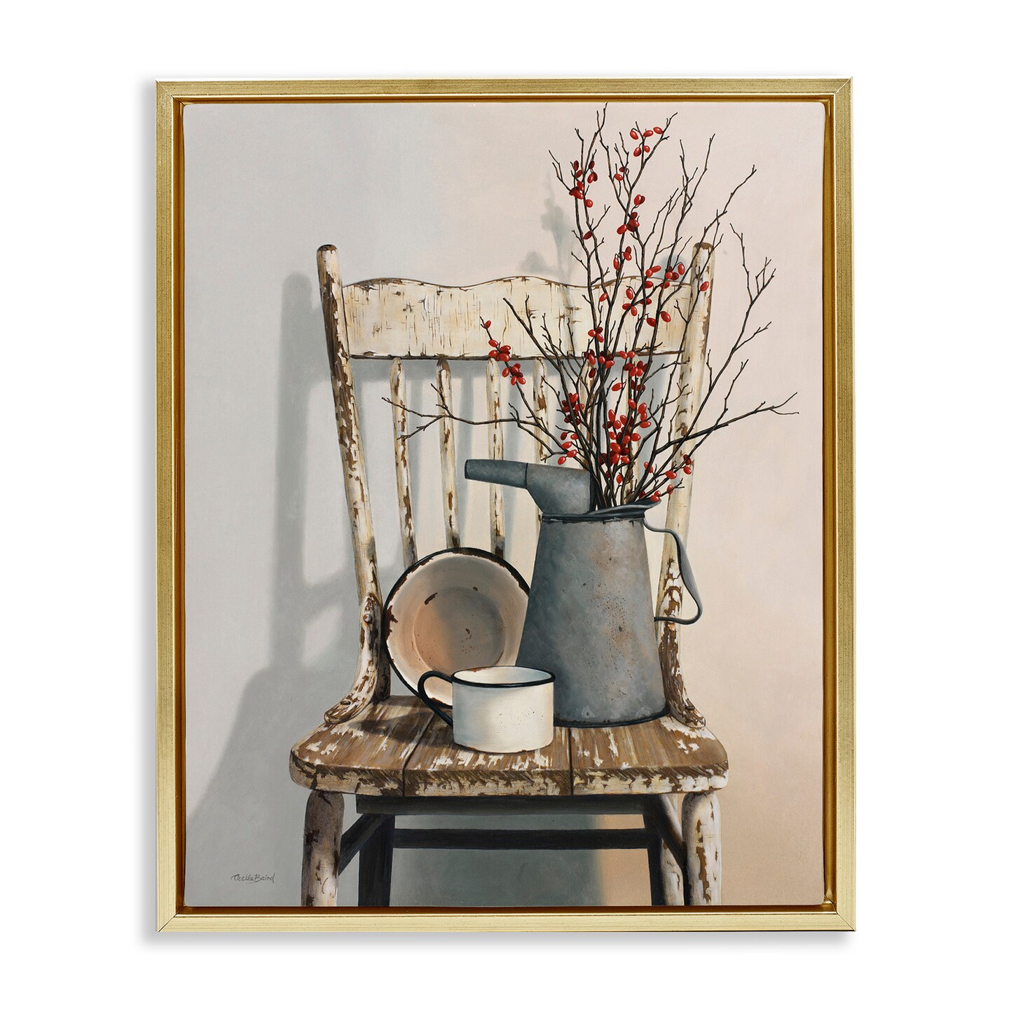 Stupell Industries Vintage Rustic Still Life Framed Floater Canvas Wall Art