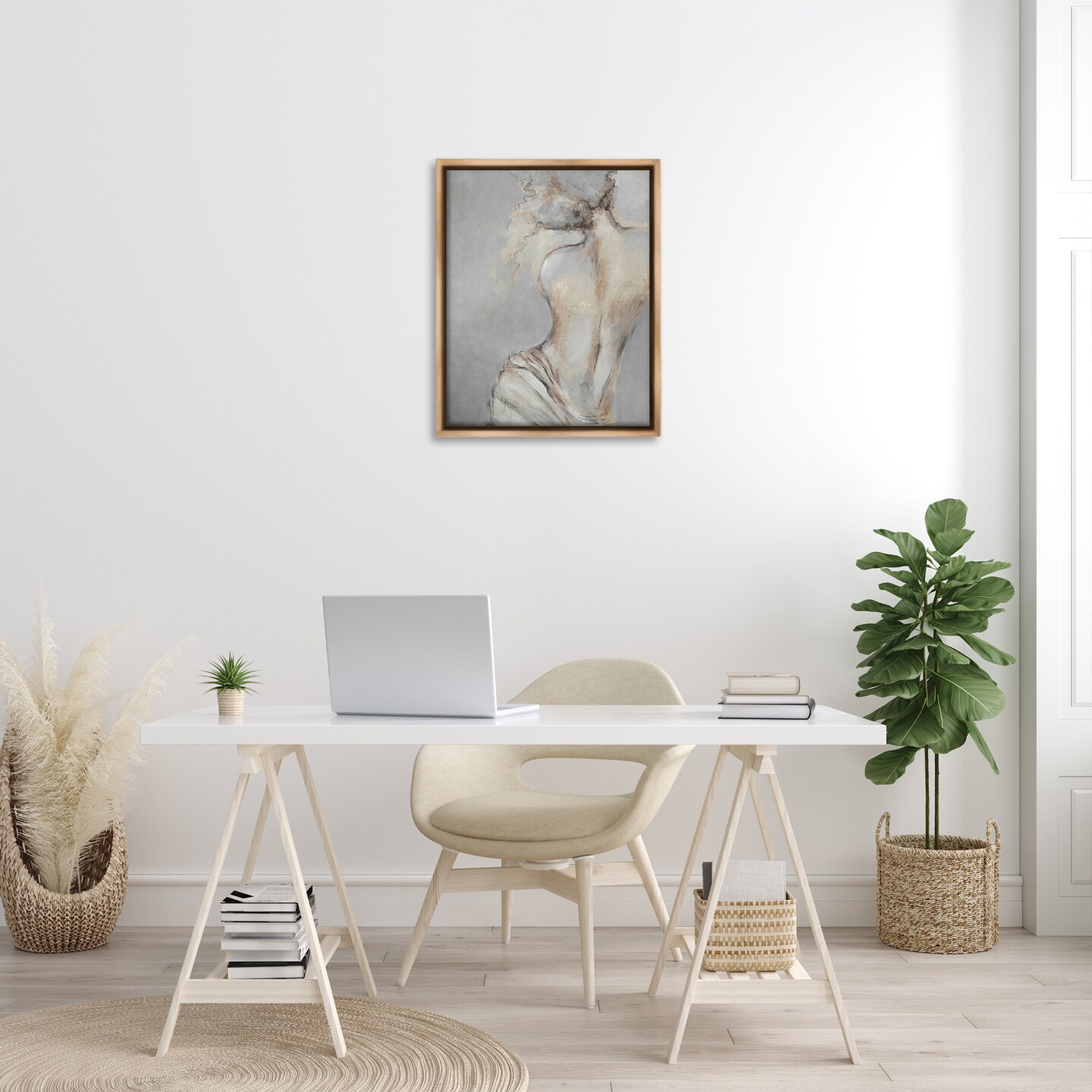 Stupell Industries Traditional Nude Baroque Portrait Framed Floater Canvas Wall Art