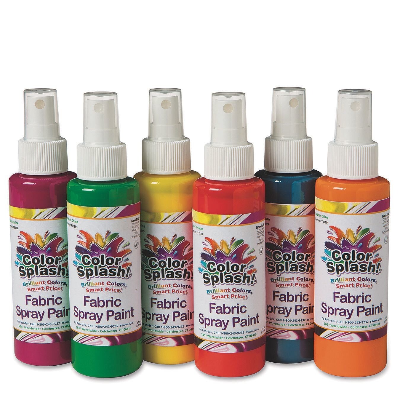Color Splash!® Fabric Spray Paint Assortment, 4 oz. (Pack of 6)