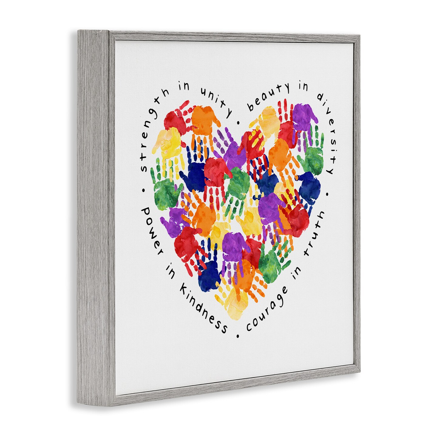 Stupell Industries Strength In Unity Handprint Heart Framed Giclee Art