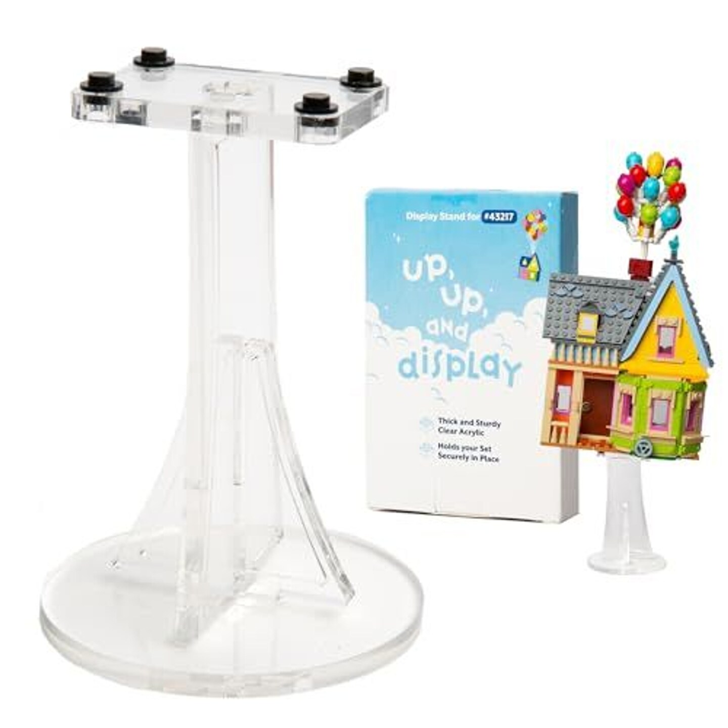 Impresa Acrylic Display Stand with Connector Feet for Lego Up House 43217, 360&#xB0; View, Clear Acrylic Risers for Display Decorative Stand with Floating Effect, Ideal for Shelves and Desks, 4.5&#x22;x2&#x215E;&#x201D;