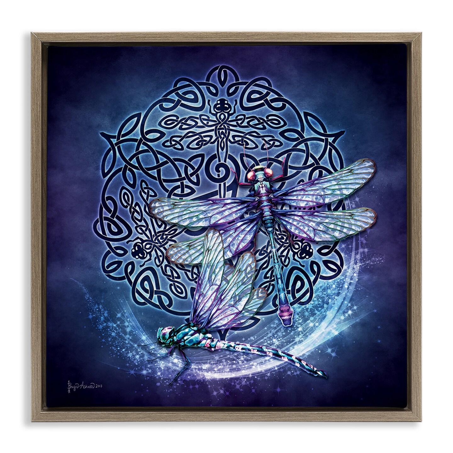 Stupell Industries Dragonfly &#x26; Celtic Knot Framed Floater Canvas Wall Art