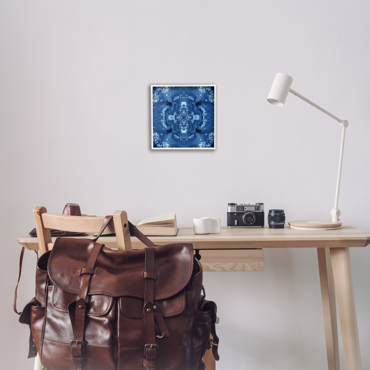 Stupell Industries Blue & White Mosaic Framed Giclee Wall Art Design by El Perkin