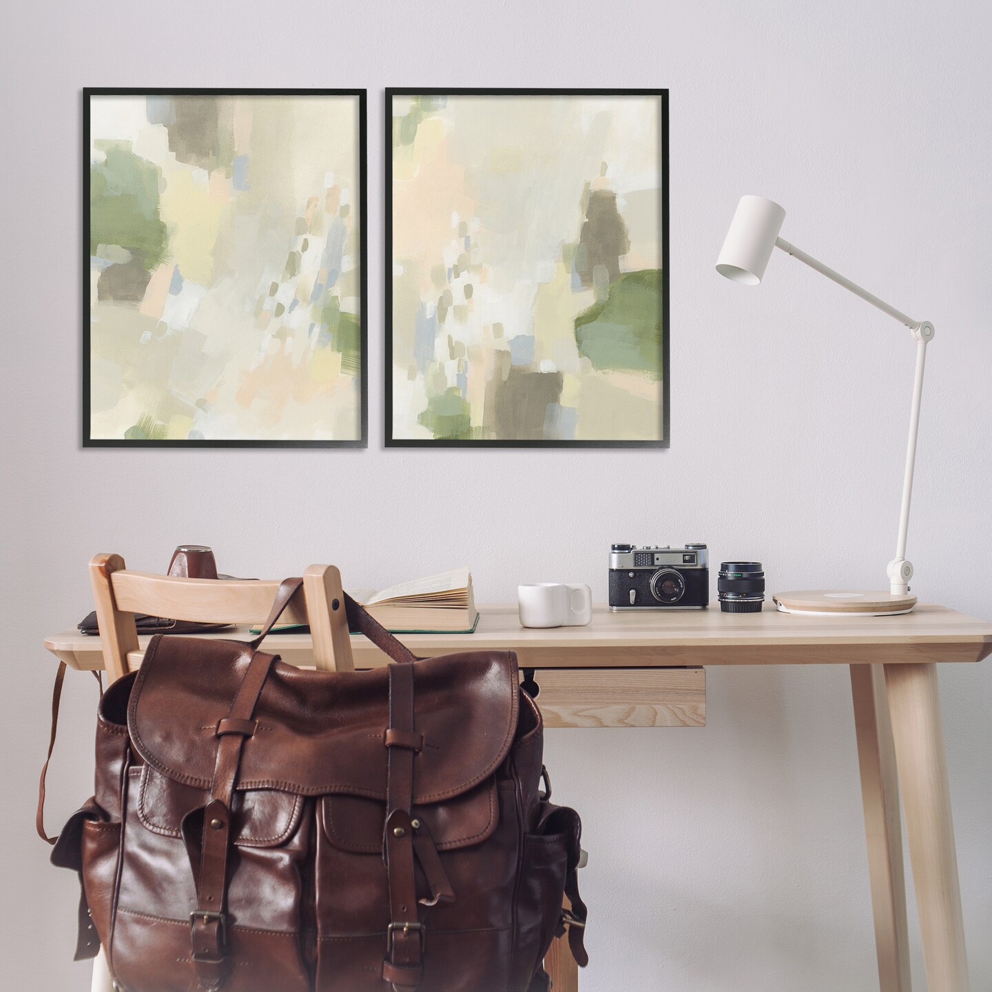 Stupell Industries Beige Abstract with Speckles 2pc Framed Giclee Wall Art Set Design by June Erica Vess