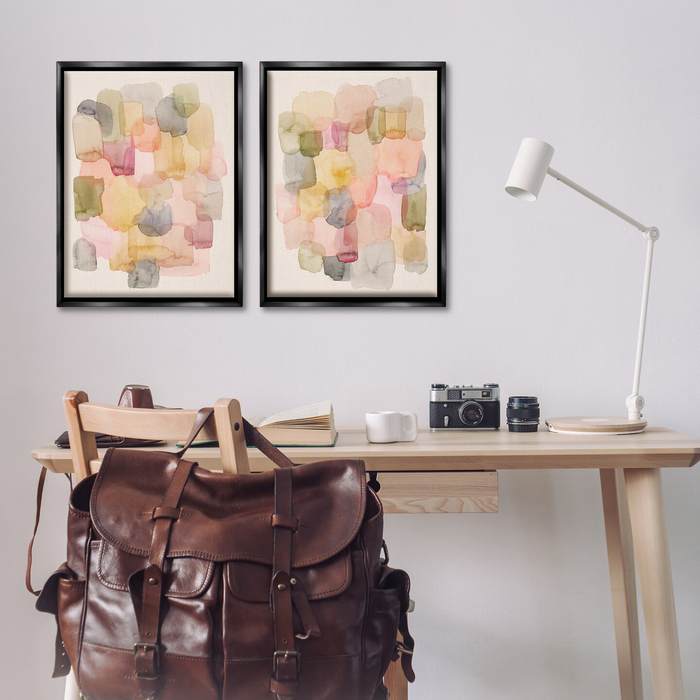 Stupell Industries Muted Layered Neutrals 2pc Floater Framed Canvas Wall Art Set Design by Grace Popp