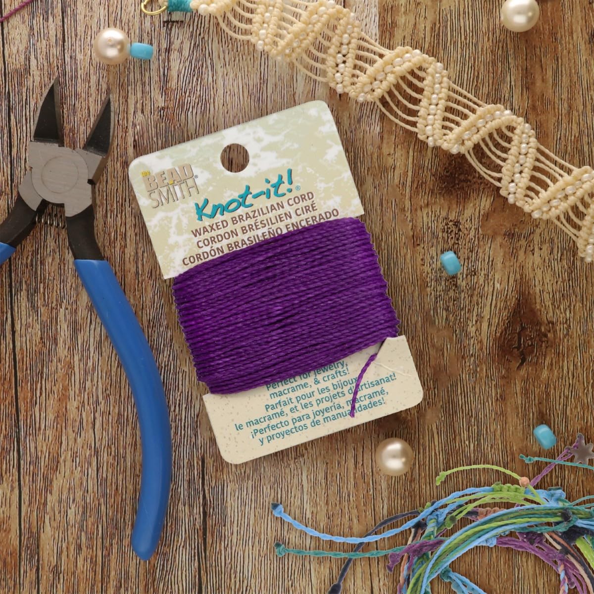 The Beadsmith Waxed Brazilian Cord, 0.7 mm Diameter, Light Wax, 15 Yards (13.7 m)