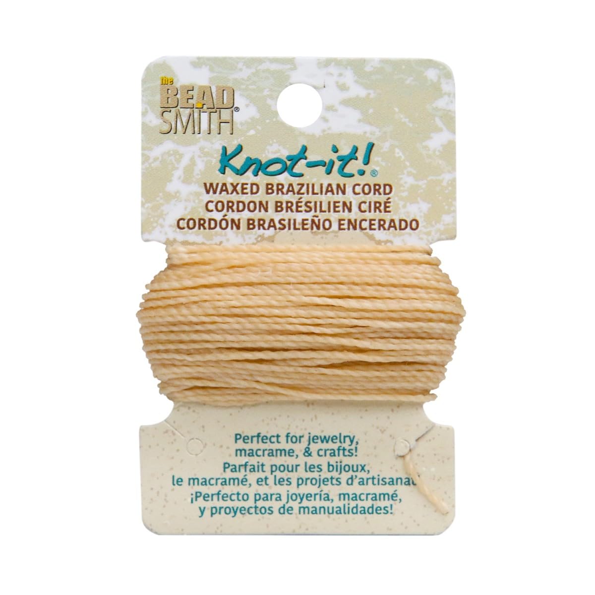The Beadsmith Waxed Brazilian Cord, 0.7 mm Diameter, Light Wax, 15 Yards (13.7 m)