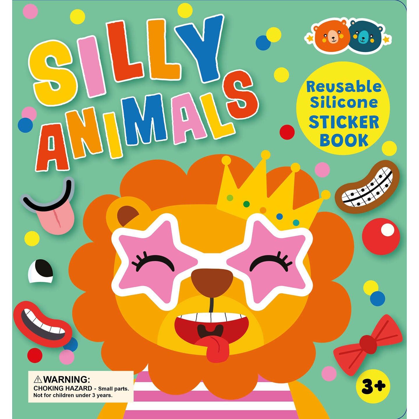 Buddy & Barney: Reusable Silicone Sticker Book - Silly Animals - Interactive Activity, Mix & Match Faces & Accessories, Waterproof-Spiralbound, Kid 3+