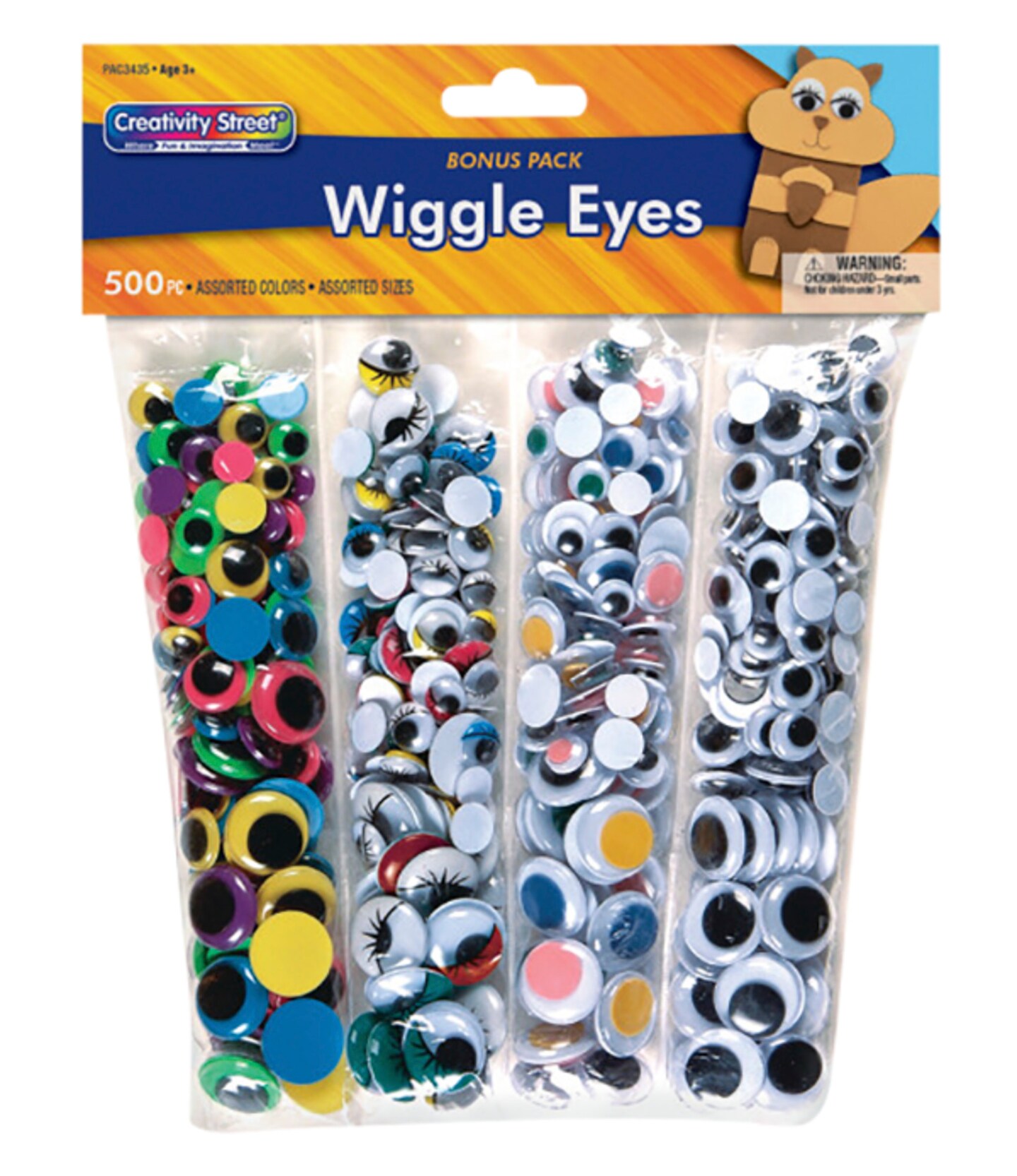 Creativity Street Round Wiggle Eyes, Bonus Pack, Assorted Sizes and Colors, Set of 500