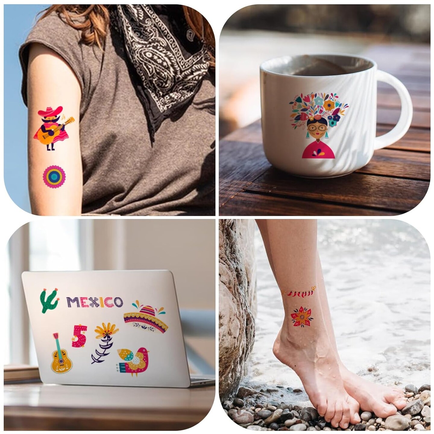 65 Pieces Cinco De Mayo Tattoos for Kids, Mexican Fiesta Temporary Tattoo Stickers, Taco Pinata Fiesta Party Decorations Favors for Adult Boys Girls, Goodie Bag Stuffers