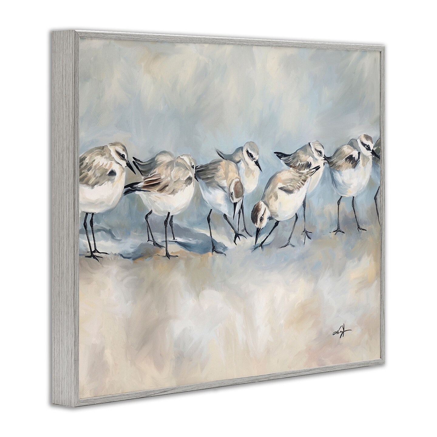 Stupell Industries Shore Birds Lineup on Beach Framed Giclee, design by Ramona Murdock