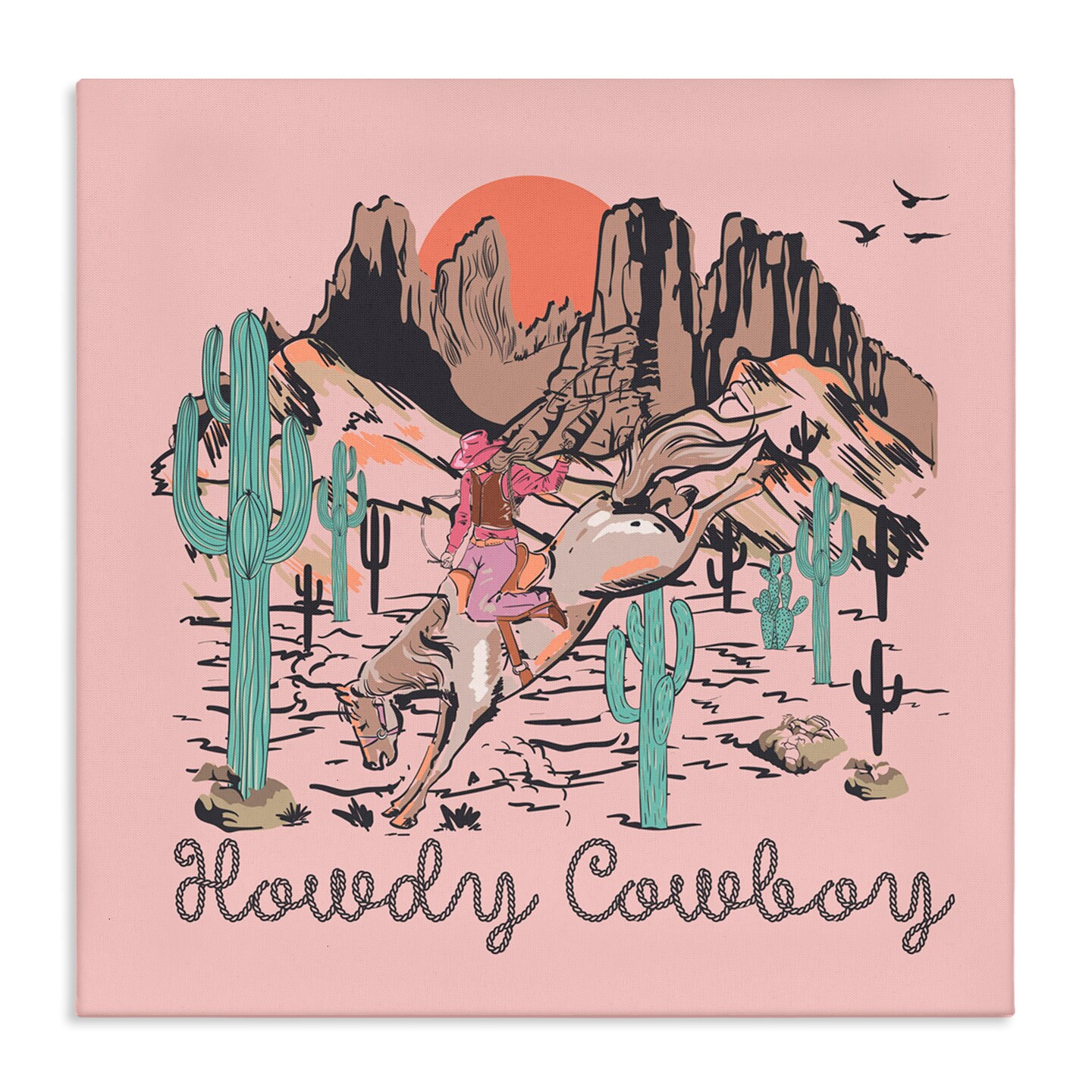Stupell Industries Howdy Cowboy Pink Canyon Canvas, design by Jedco Brands, Inc.