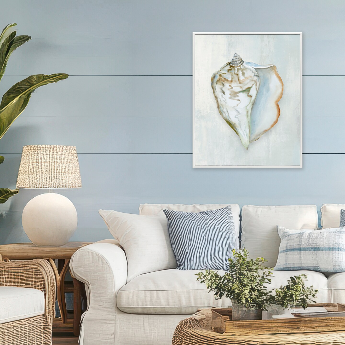 Stupell Industries Muted Conch Shell Serenity Framed Giclee, design by Hannah Dawson